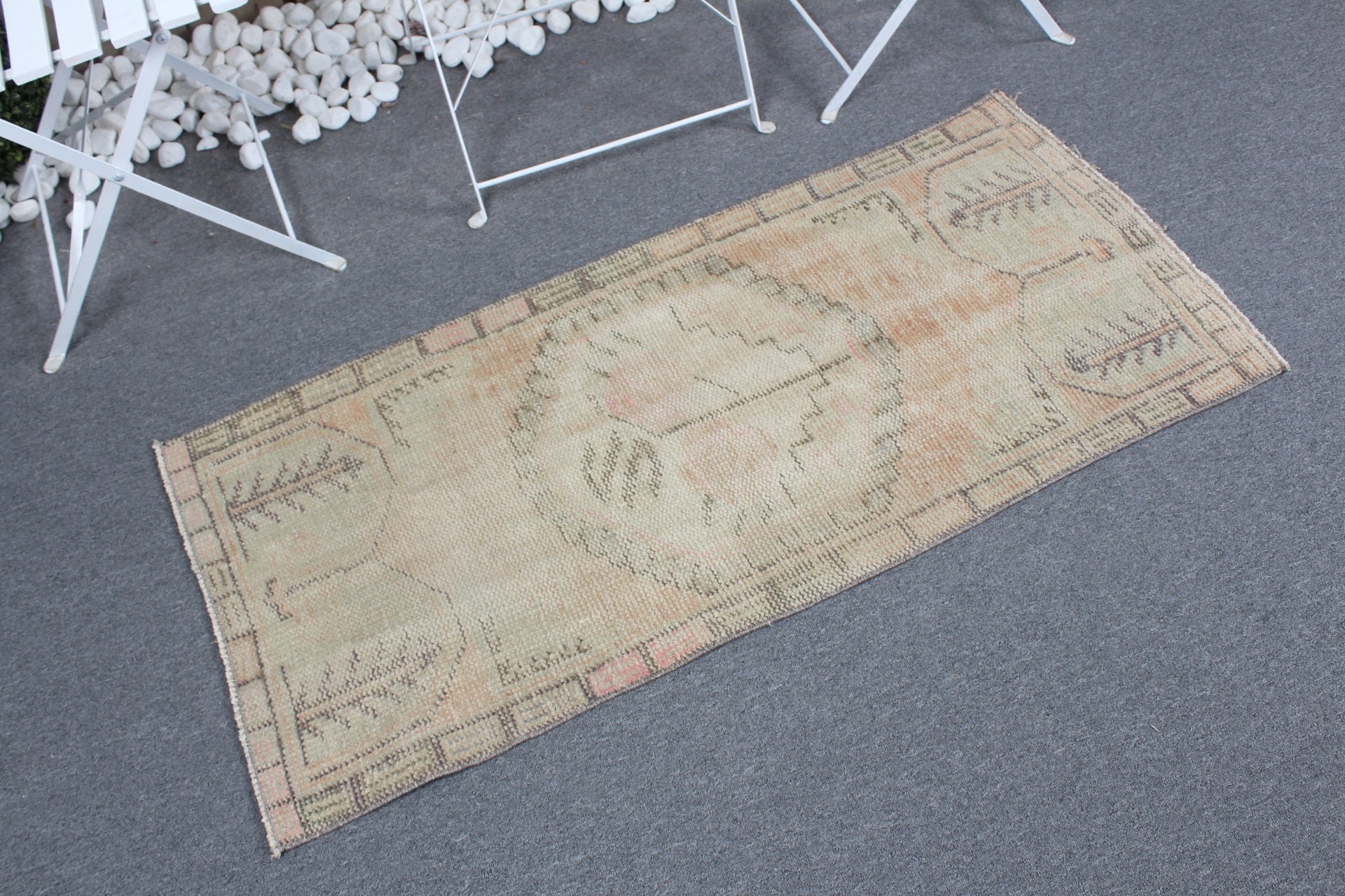 Floor Rugs, Entry Rug, Green Bedroom Rug, Car Mat Rug, Rugs for Bath, 1.9x4.3 ft Small Rugs, Vintage Rug, Turkish Rugs