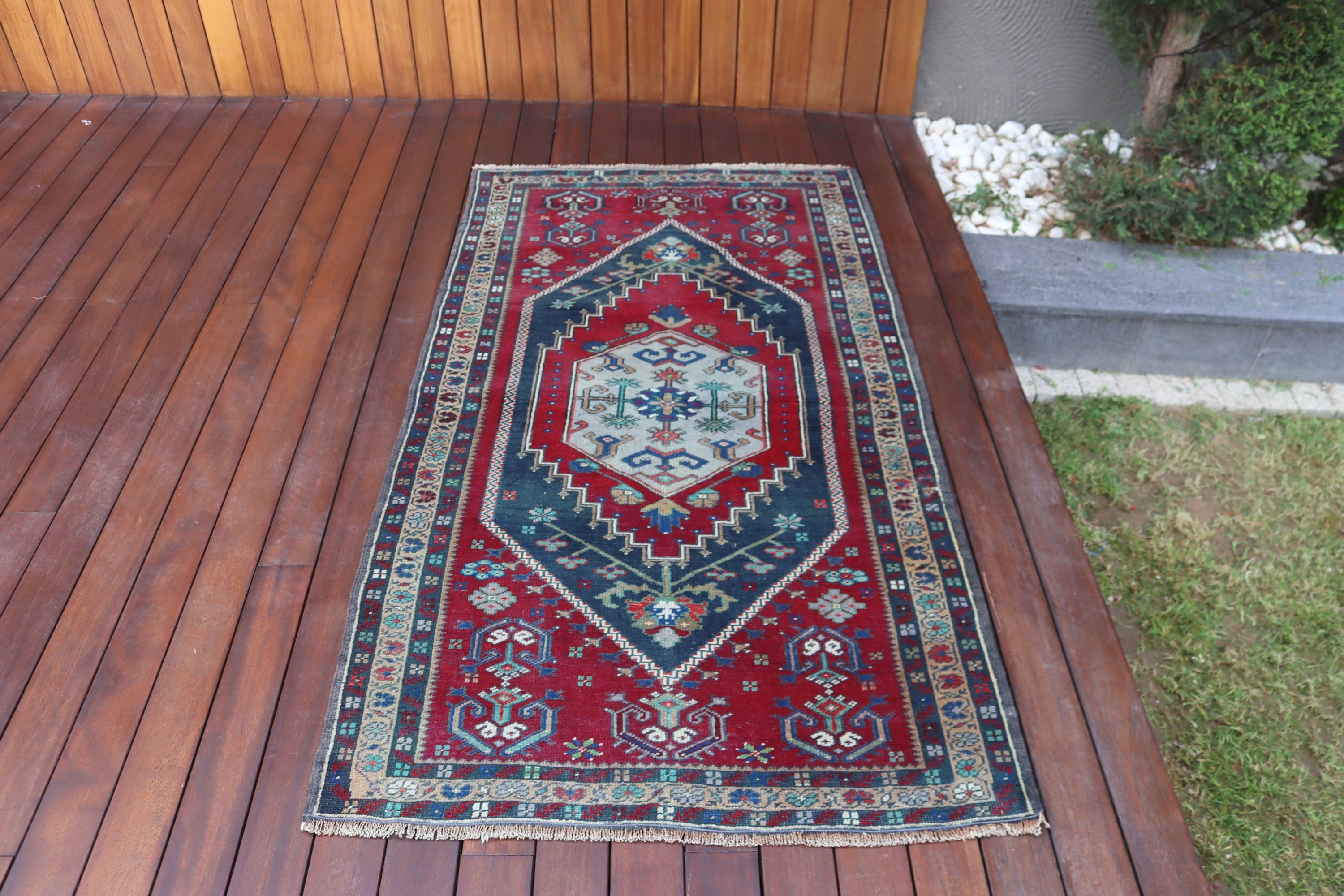 Handwoven Rugs, 3.1x5.6 ft Accent Rugs, Vintage Rugs, Boho Accent Rug, Red Anatolian Rugs, Geometric Rug, Turkish Rugs, Nursery Rug