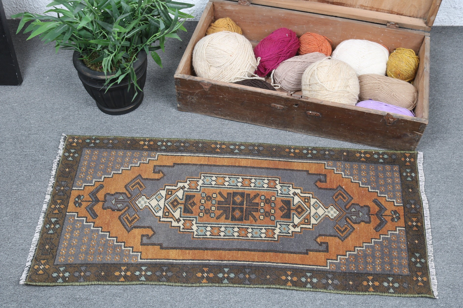 Egzotik Halılar, Yatak Odası Halıları, Küçük Boho Halısı, Türk Halısı, Banyo Halıları, Vintage Halı, Kahverengi Antika Halılar, Mutfak Halıları, 1.6x3.3 ft Küçük Halı