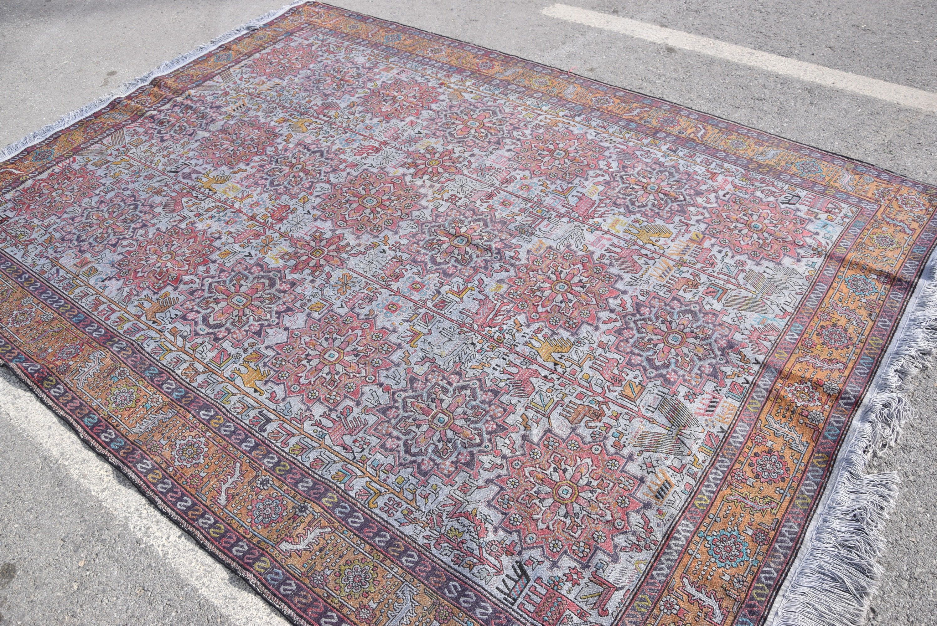 Oturma Odası Halısı, Türk Halısı, Kilim, Parlak Halı, Turuncu Fas Halıları, Vintage Halı, Anadolu Halısı, 6,8x9,3 ft Büyük Halılar