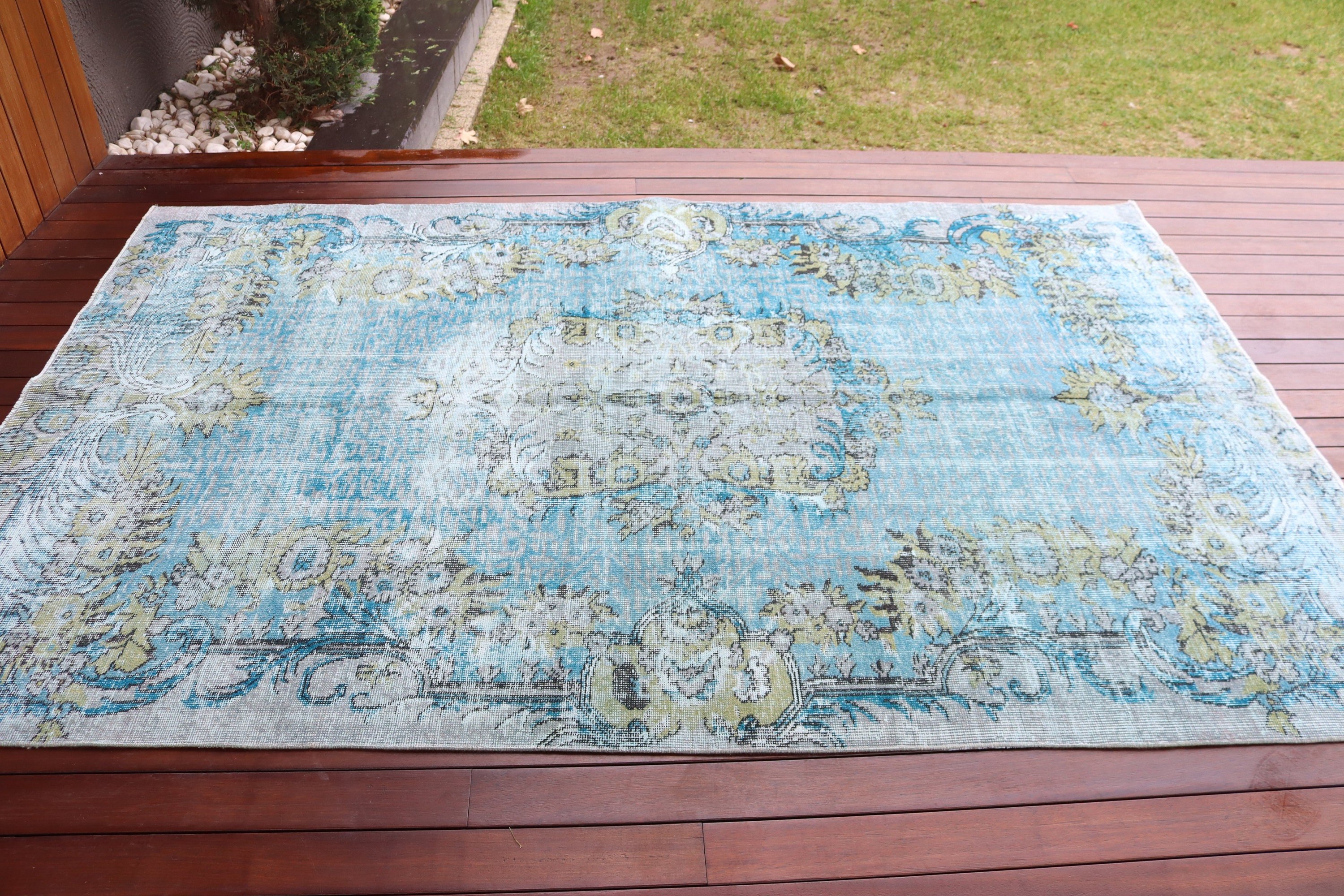 Salon Rug, 5.4x8.3 ft Large Rugs, Vintage Rugs, Luxury Rug, Geometric Rugs, Office Rug, Turkish Rug, Dining Room Rug, Blue Bedroom Rugs