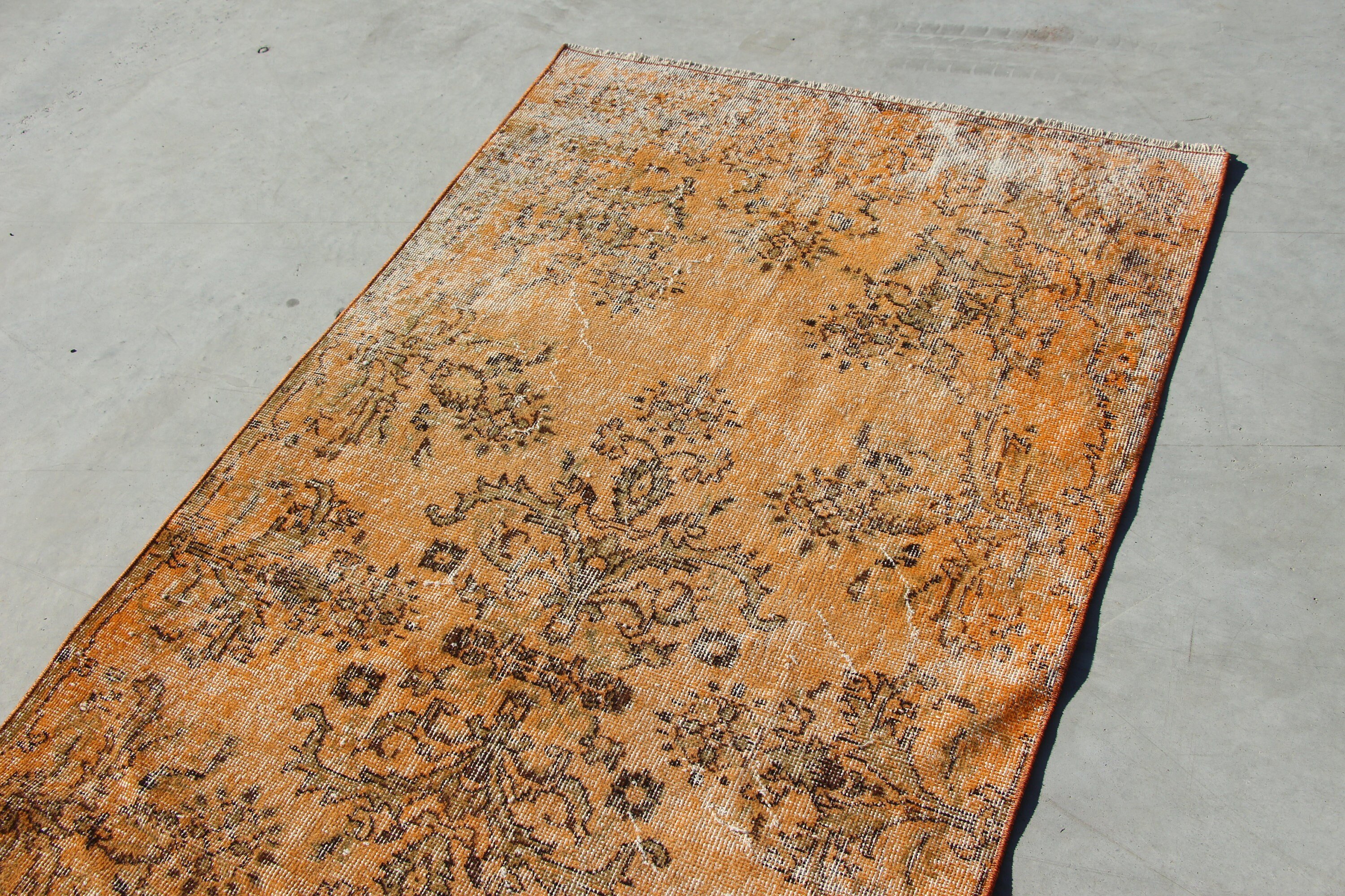 Moroccan Rugs, Rugs for Kitchen, Oriental Rug, Entry Rugs, Orange Cool Rugs, Turkish Rug, 3.4x6.8 ft Accent Rug, Nursery Rug, Vintage Rug