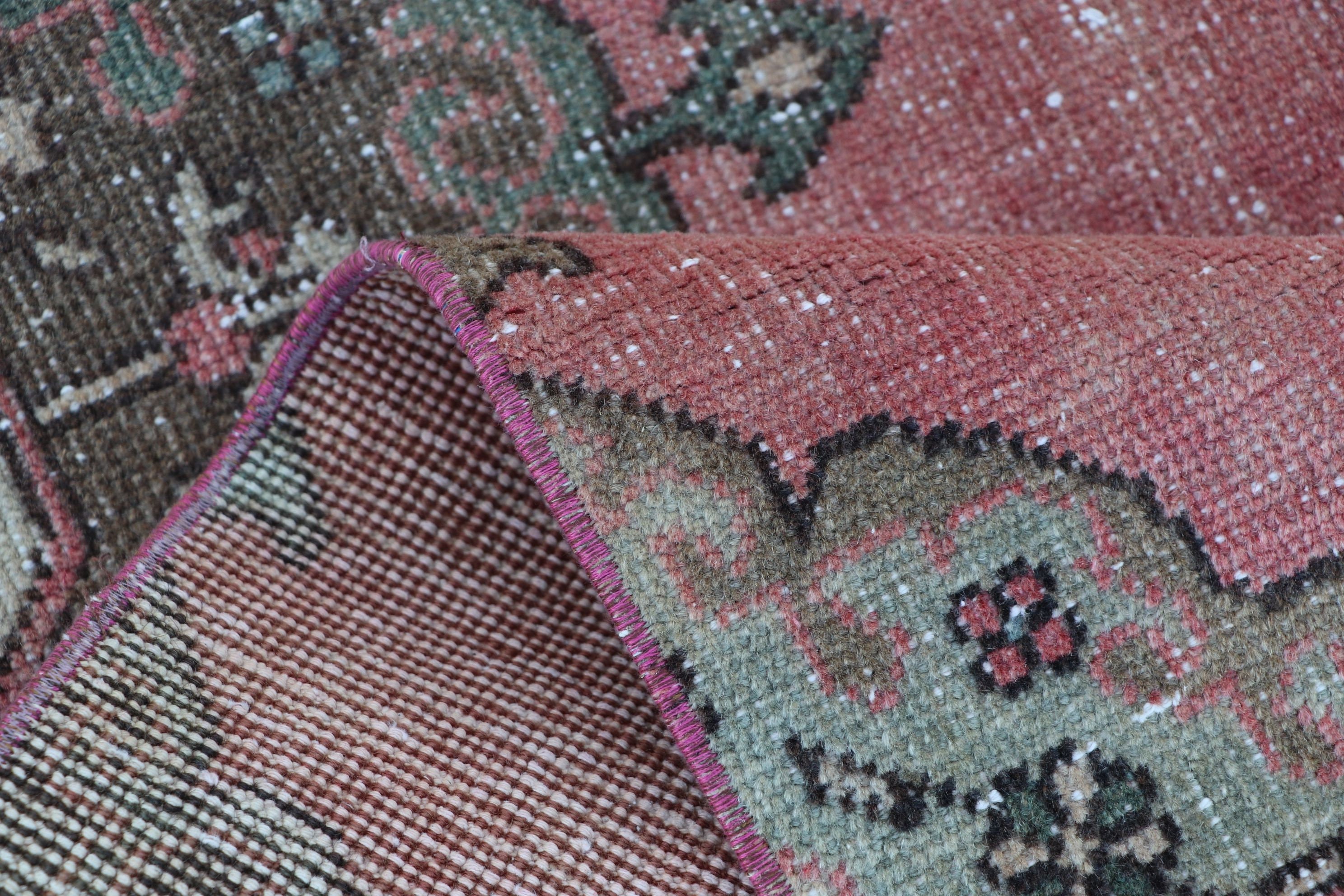 Turkish Rug, Oriental Rug, Old Rug, Vintage Rug, Rugs for Runner, 3.2x13.1 ft Runner Rug, Home Decor Rugs, Kitchen Rugs, Pink Anatolian Rug
