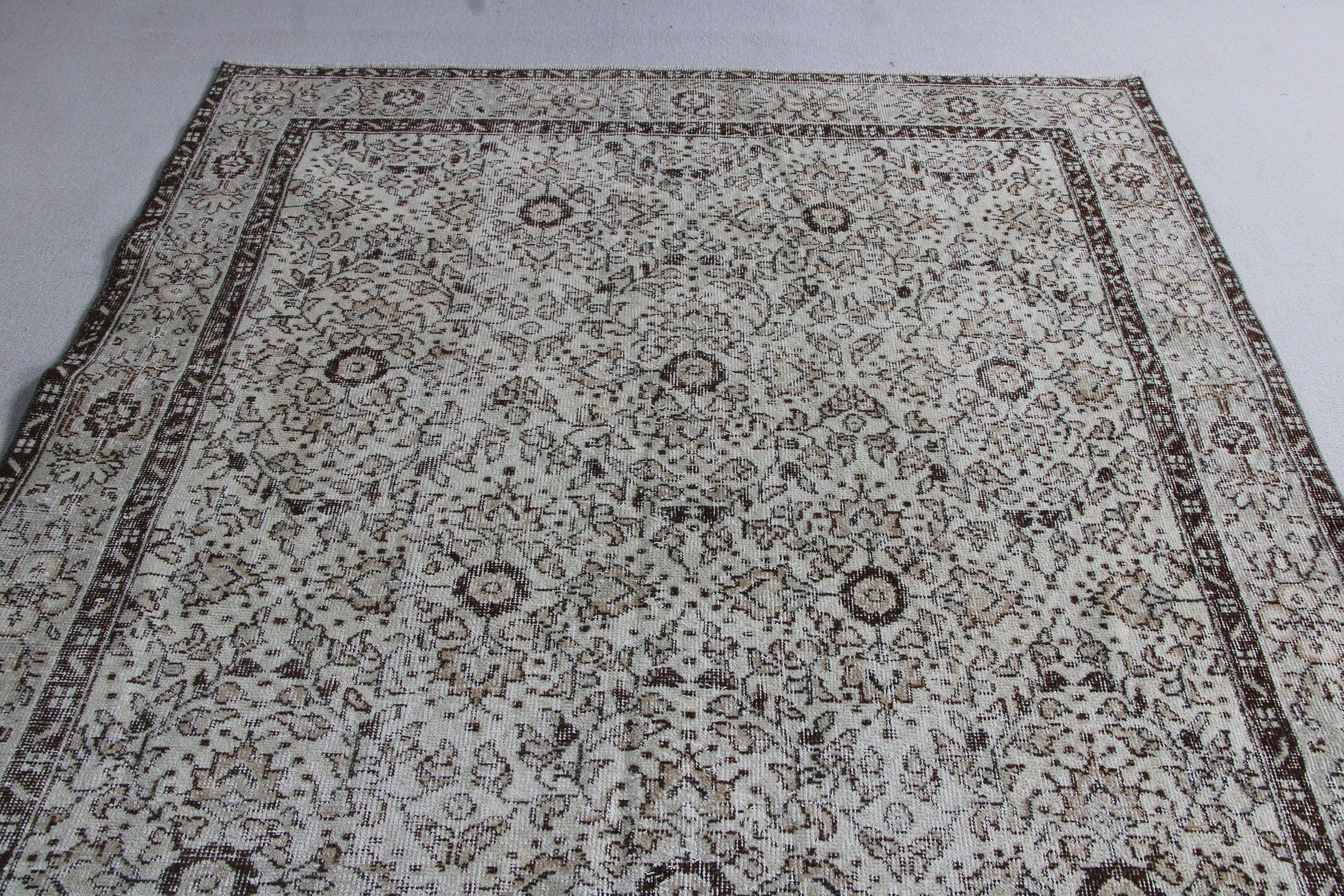 Mutfak Halıları, Aztek Halısı, Vintage Halılar, Türk Halısı, 6,1x9,2 ft Büyük Halılar, Büyük Boho Halıları, Bej Yün Halıları, Yemek Odası Halısı