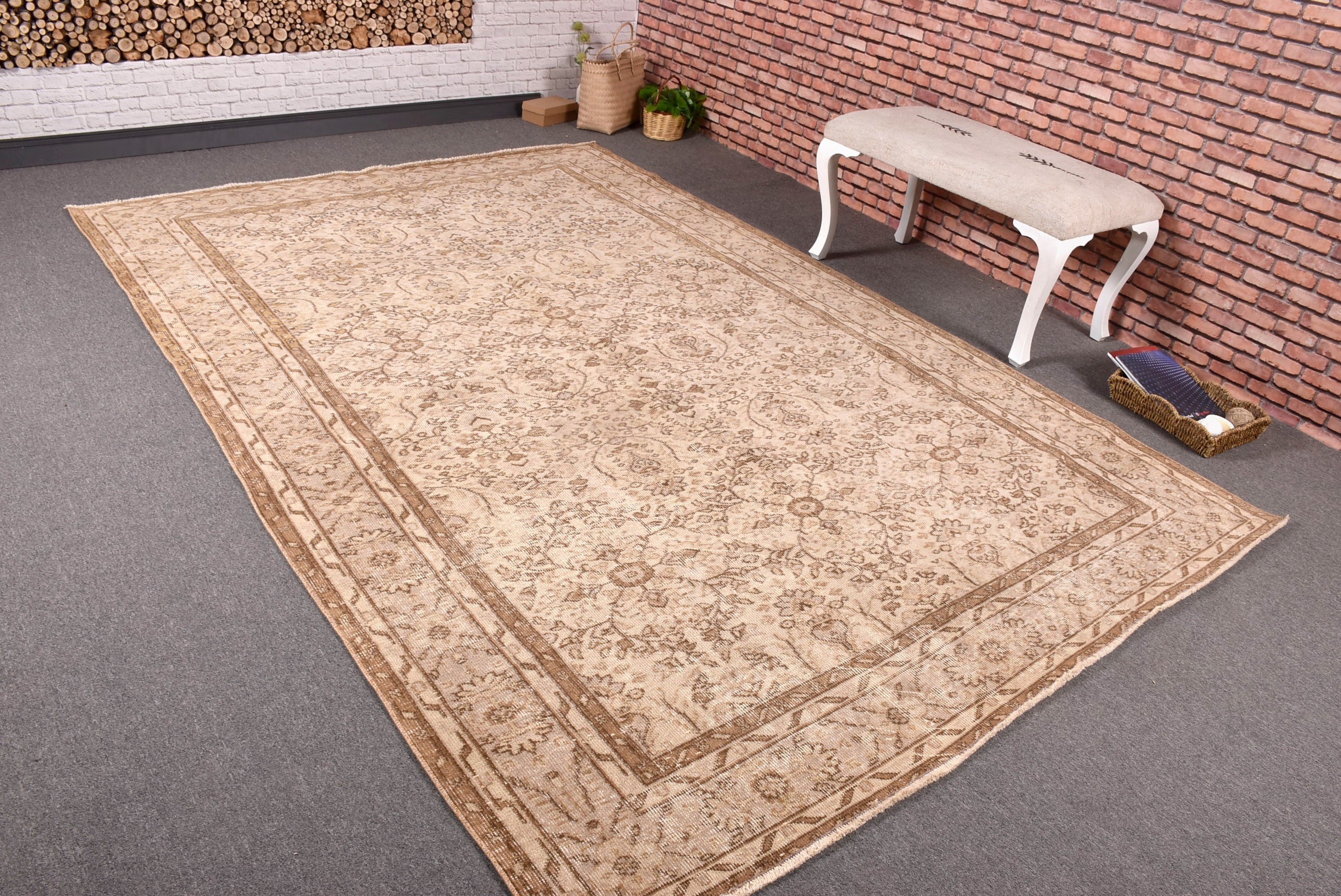 Living Room Rug, Floor Rugs, 6.5x9.5 ft Large Rugs, Beige Cool Rug, Rugs for Dining Room, Salon Rug, Turkish Rug, Vintage Rugs, Luxury Rug