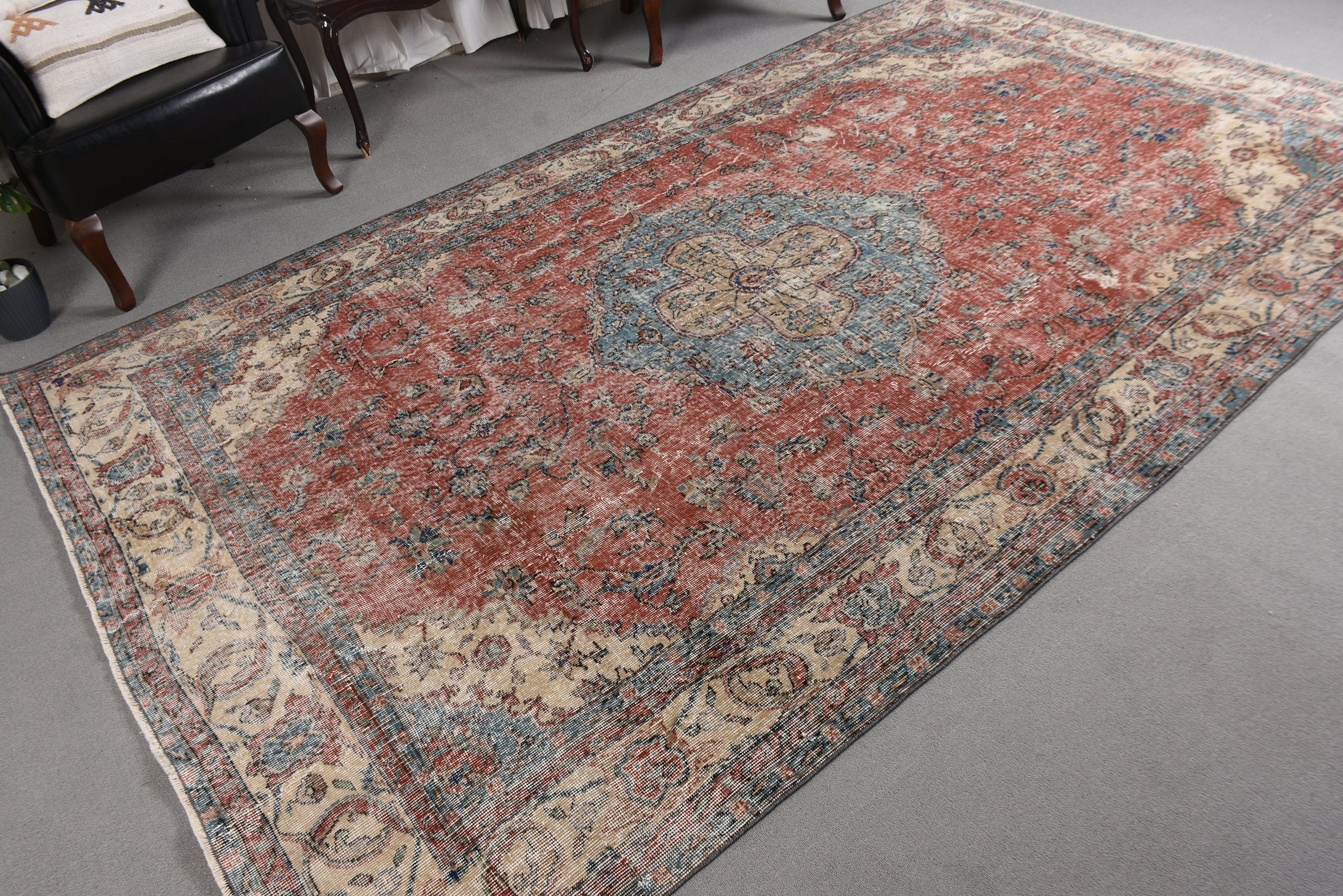 Red Floor Rug, Antique Rug, Cool Rug, Turkish Rug, Oversize Vintage Rug, Oversize Turkish Rugs, 6.6x10.9 ft Oversize Rugs, Vintage Rug