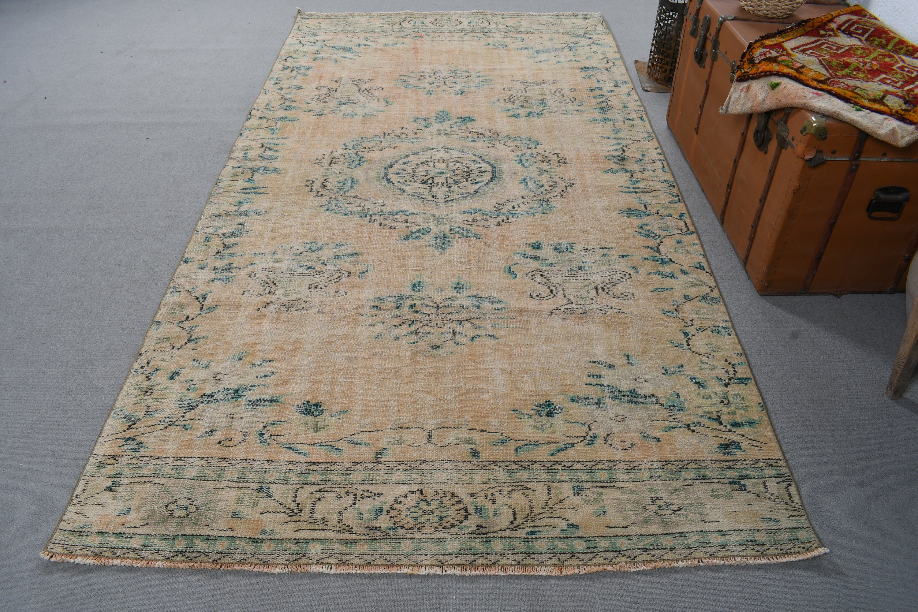 Antika Halılar, Vintage Halı, Yatak Odası Halısı, Büyük Vintage Halılar, Bej Anadolu Halıları, 4.8x9.4 ft Büyük Halı, Türk Halıları, Düz Dokuma Halı