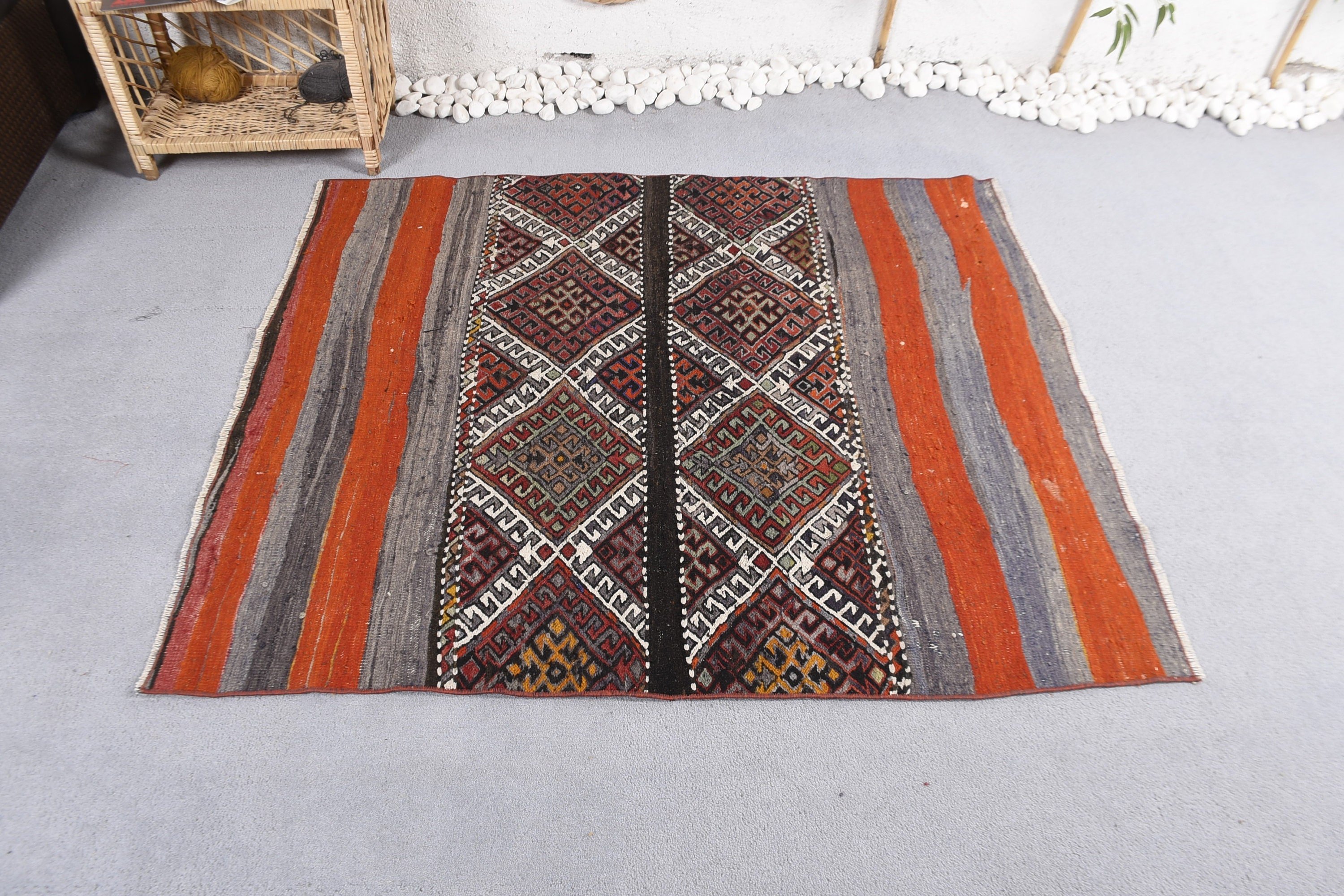 Entry Rug, Cool Rug, Vintage Rugs, Red Statement Rugs, Kitchen Rug, Rugs for Kitchen, Turkish Rug, Home Decor Rugs, 3.9x4.5 ft Accent Rugs