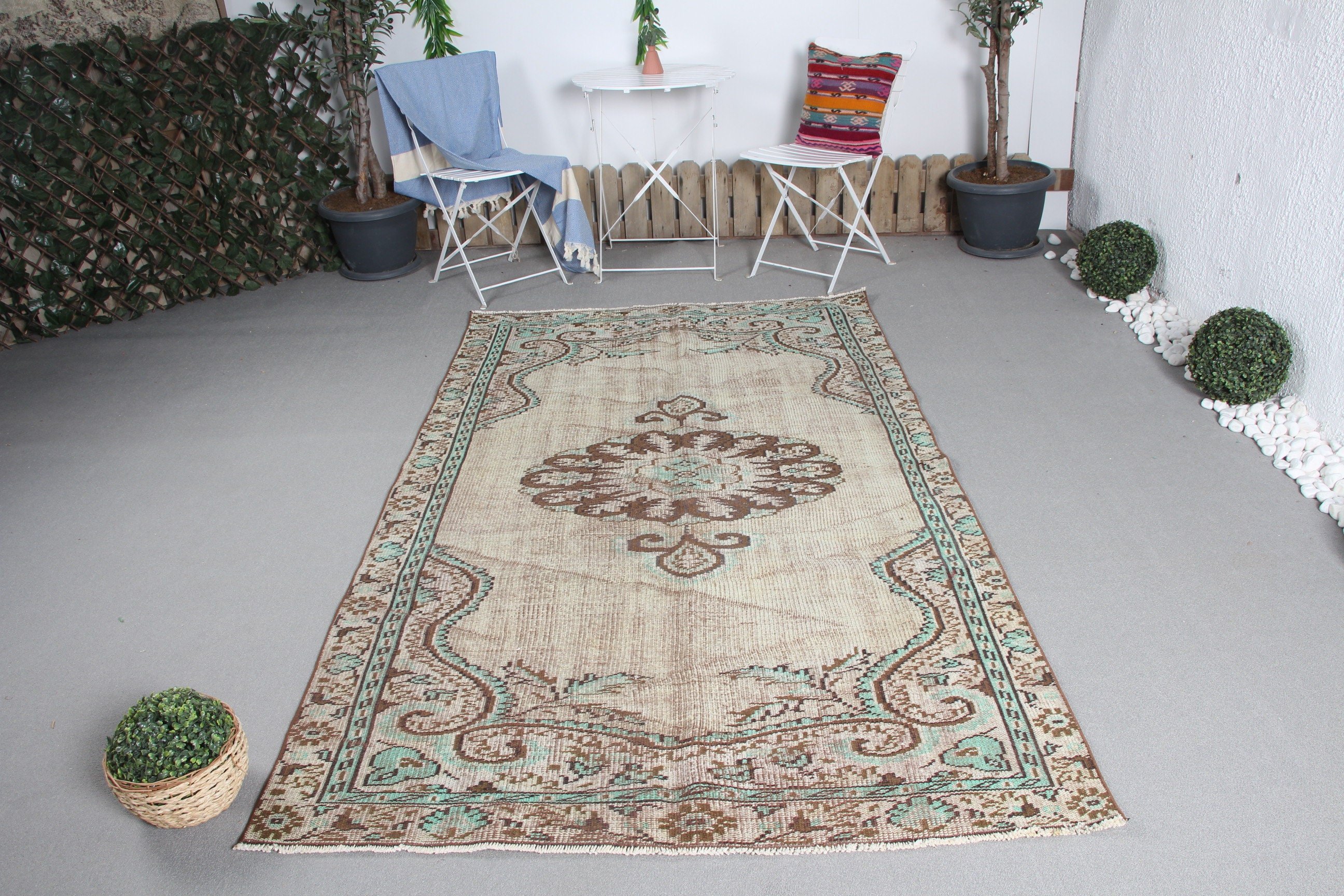 Rugs for Indoor, Home Decor Rug, Beige Anatolian Rugs, Dorm Rug, Vintage Rug, Oriental Rug, Turkish Rug, 4.6x7.9 ft Area Rug, Kitchen Rugs