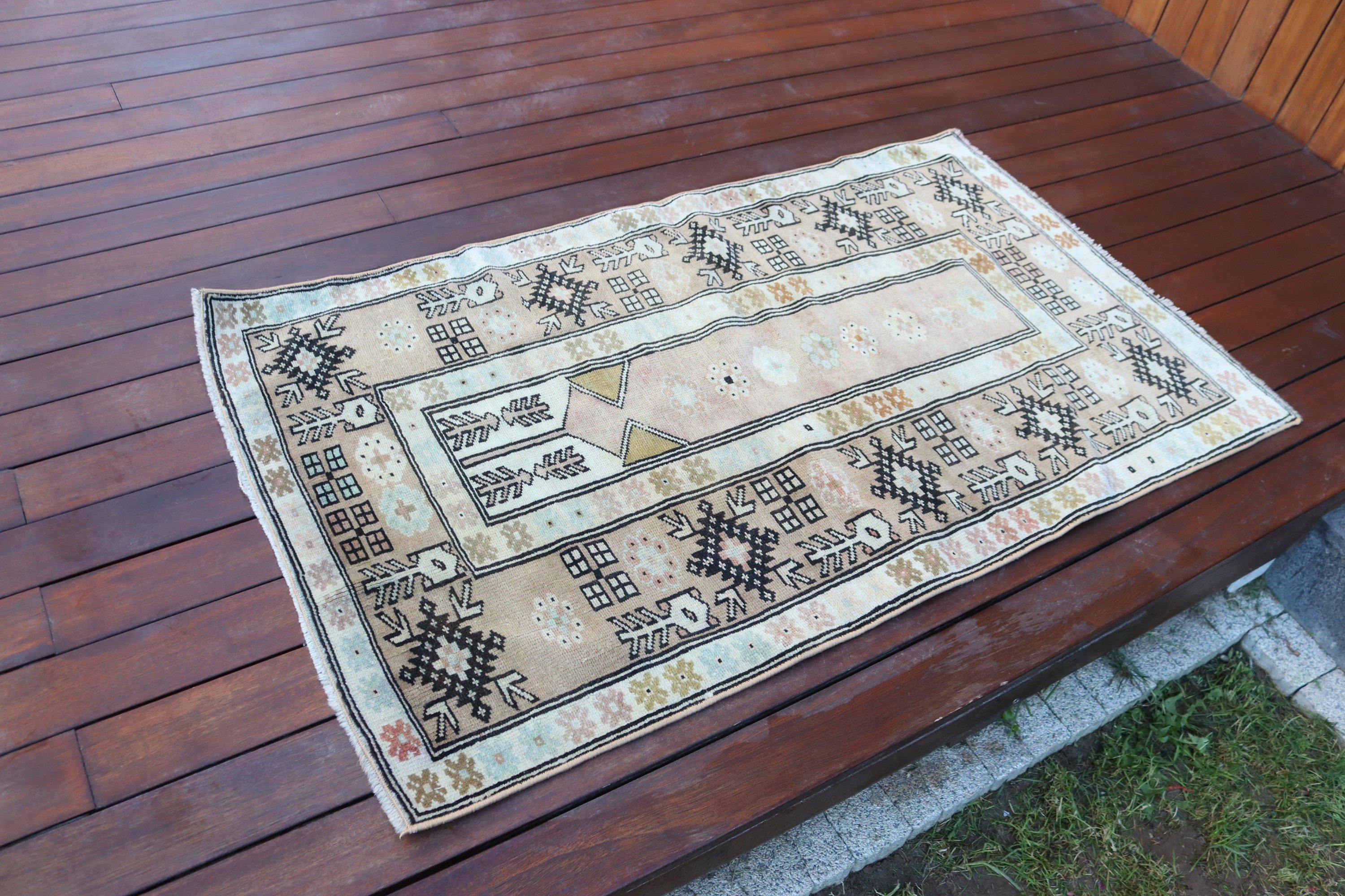 Office Rug, Turkish Rug, Bedroom Rug, Vintage Rugs, 2.7x4.5 ft Small Rugs, Oriental Rug, Small Area Rugs, Brown Antique Rugs, Entry Rugs