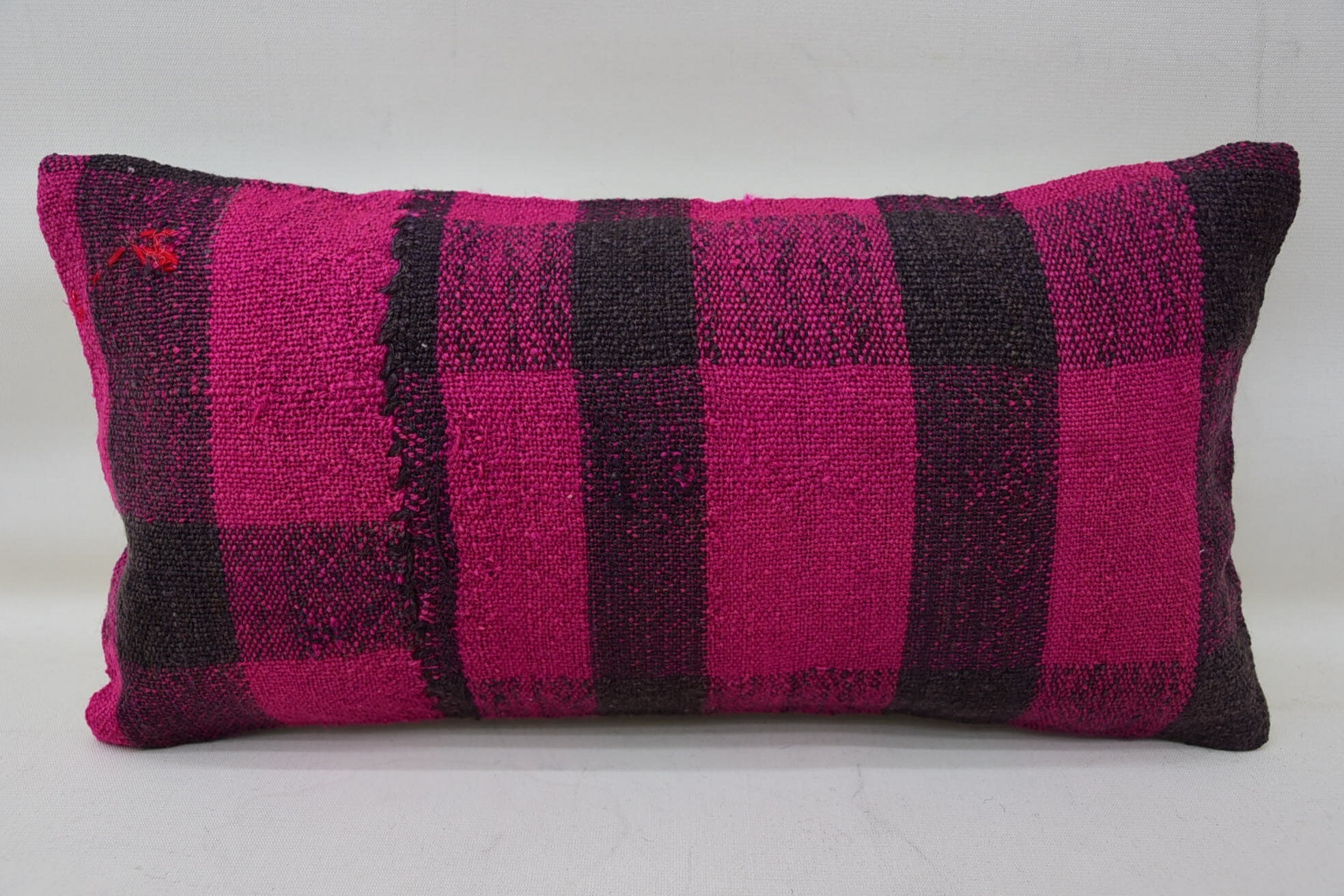 Outdoor Throw Pillow Cover, Kilim Cushion Sham, Ottoman Cushion Cover, Kilim Pillow, Vintage Pillow, 8"x16" Pink Pillow