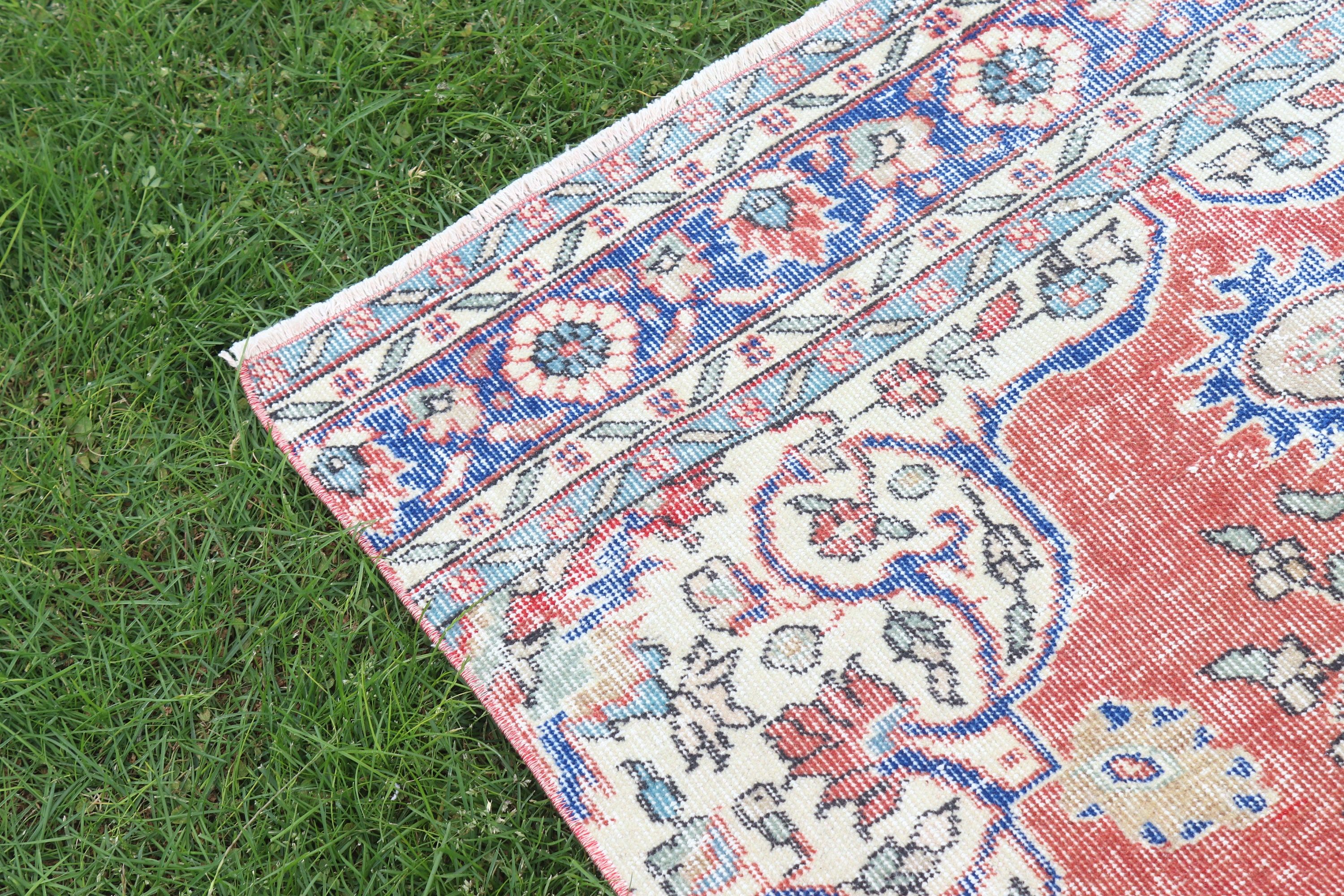 Beni Ourain Koşucu Halısı, Kırmızı Oushak Halısı, Antika Halı, Türk Halıları, Boho Halıları, Vintage Halı, Vintage Runner Halısı, 3.5x8.9 ft Runner Halısı