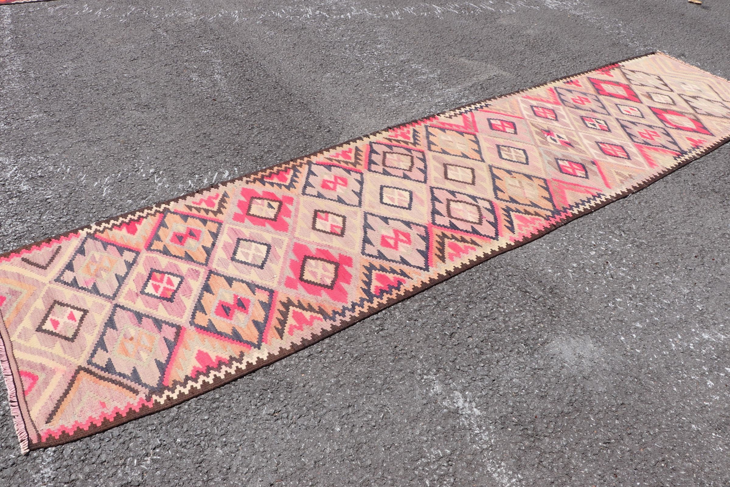 3x13 ft Runner Rugs, Corridor Rug, Turkish Rug, Pink Antique Rugs, Home Decor Rug, Kitchen Rug, Wool Rugs, Rugs for Kitchen, Vintage Rugs