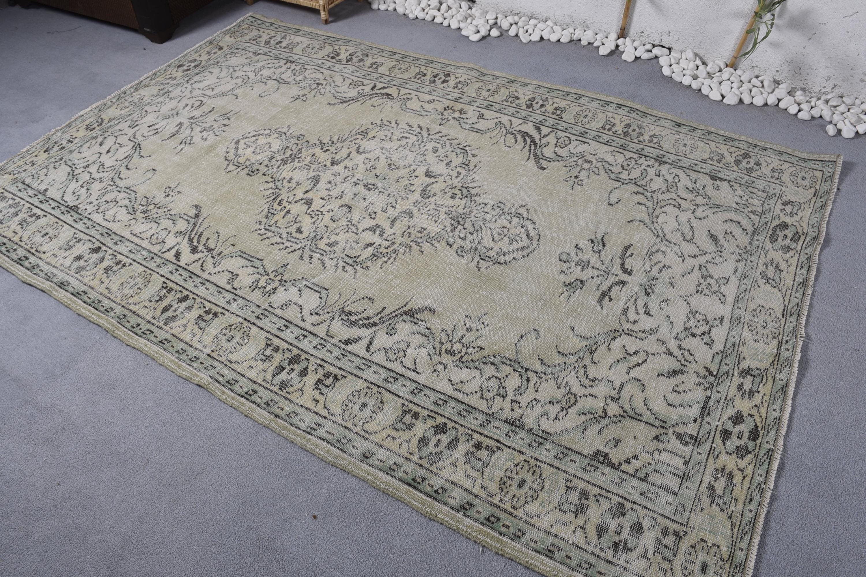 Vintage Halılar, Salon Halıları, Yemek Odası Halısı, Havalı Halılar, Türk Halıları, Yeşil Mutfak Halıları, 5.4x8.1 ft Büyük Halı, El Yapımı Halı