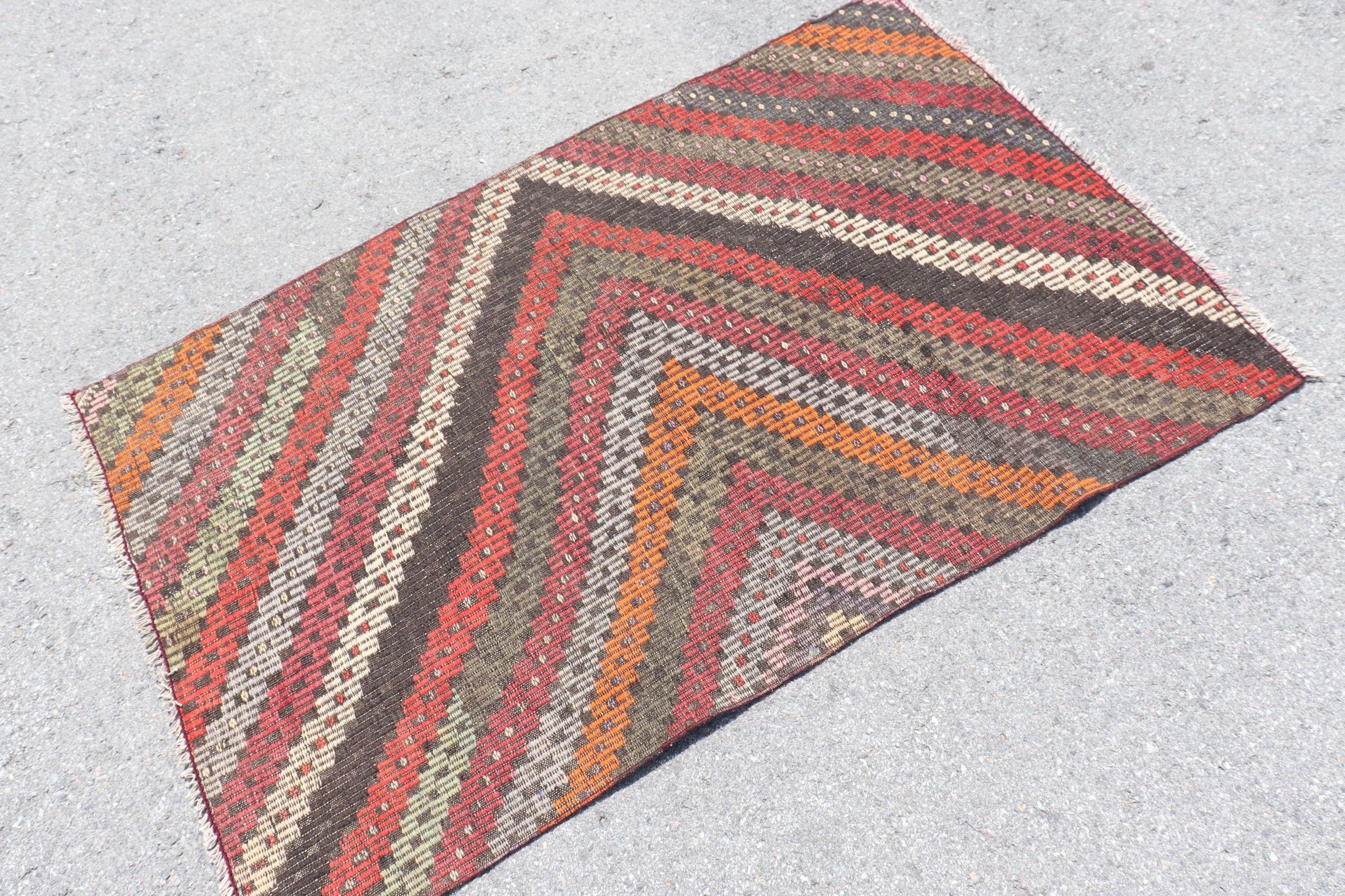 Bedroom Rug, Red Anatolian Rug, Door Mat Rug, Kilim, 3x4.8 ft Small Rug, Ethnic Rug, Vintage Rug, Turkish Rug, Antique Rugs