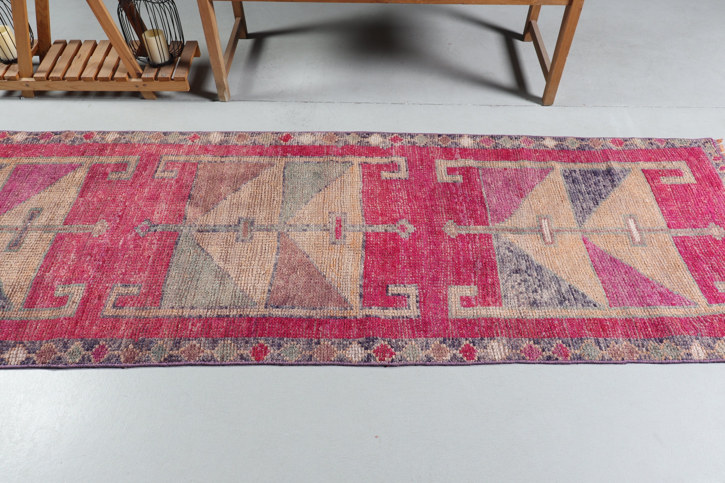 Pink Wool Rug, Oushak Rug, Stair Rugs, Rugs for Kitchen, 3x8.6 ft Runner Rugs, Vintage Rugs, Turkish Rug, Antique Rug, Corridor Rug