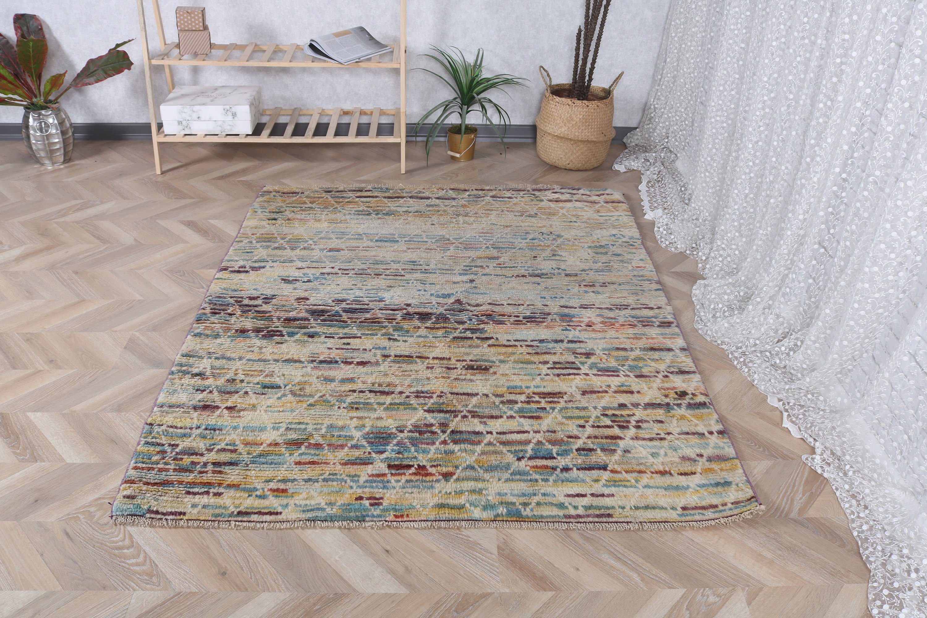 Boho Rugs, Dining Room Rug, Yellow Anatolian Rugs, Turkish Rugs, Luxury Rug, Home Decor Rug, 4.6x5.9 ft Area Rug, Vintage Rug, Kitchen Rugs