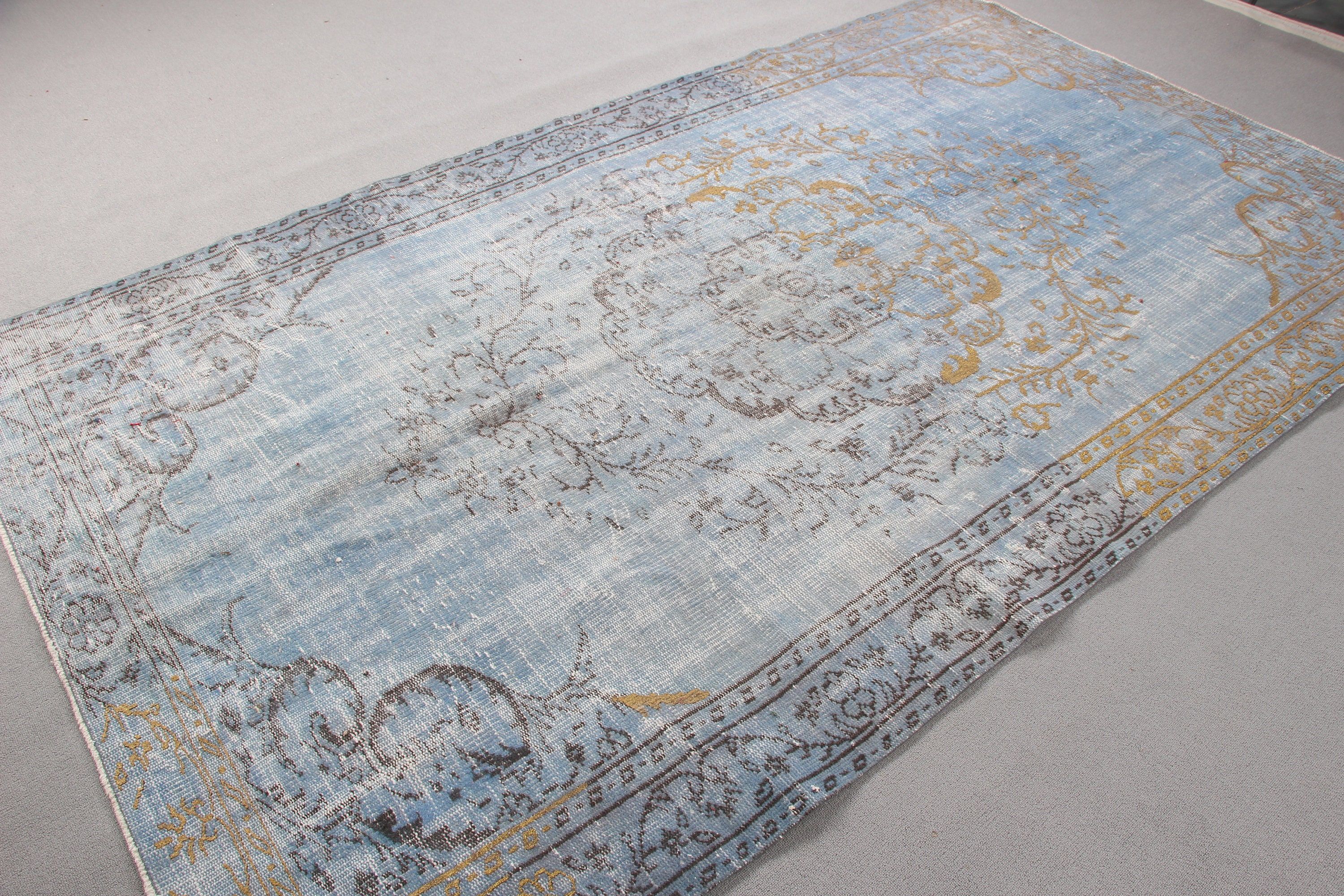 Cool Rugs, Vintage Rug, Large Vintage Rug, Turkish Rug, 5.6x9.5 ft Large Rugs, Oriental Rugs, Blue Anatolian Rugs, Living Room Rug