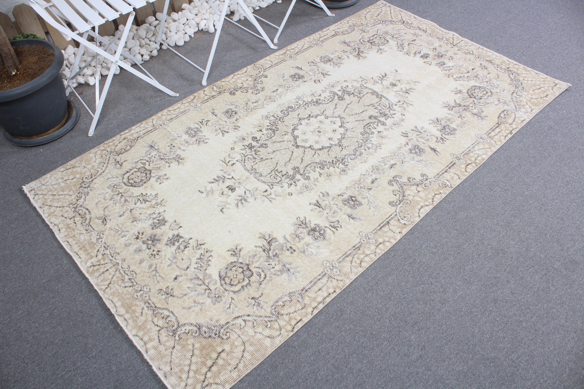 Bedroom Rug, Floor Rugs, Rugs for Indoor, Kitchen Rugs, Moroccan Rug, Turkish Rugs, Vintage Rug, Beige  3.8x6.9 ft Area Rugs