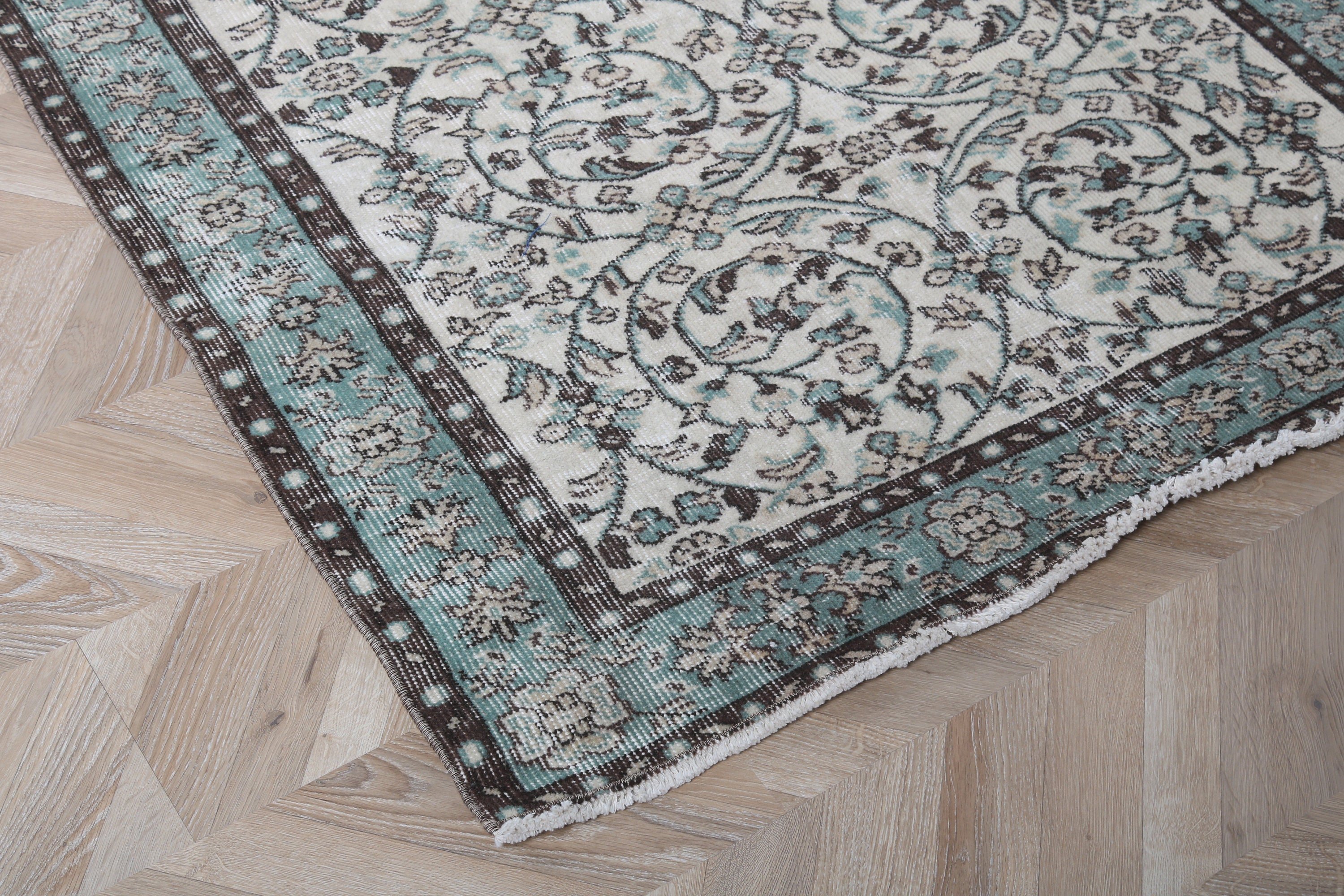 Bej Yün Halılar, 3,9x7,1 ft Alan Halısı, Oushak Halıları, İç Mekan Halısı, Vintage Halı, Türk Halıları, Oturma Odası Halıları, Havalı Halı, Yatak Odası Halıları