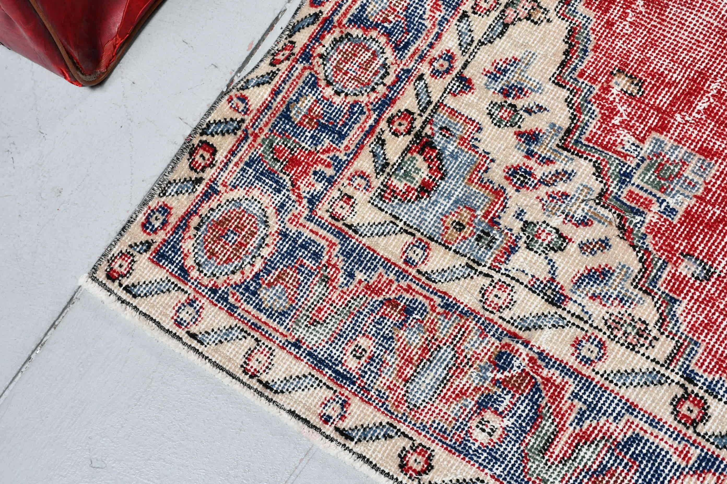 Old Rug, Red Oushak Rugs, Bedroom Rugs, 3.7x6.7 ft Area Rugs, Floor Rug, Vintage Rug, Nursery Rugs, Turkish Rug, Antique Rug, Rugs for Area