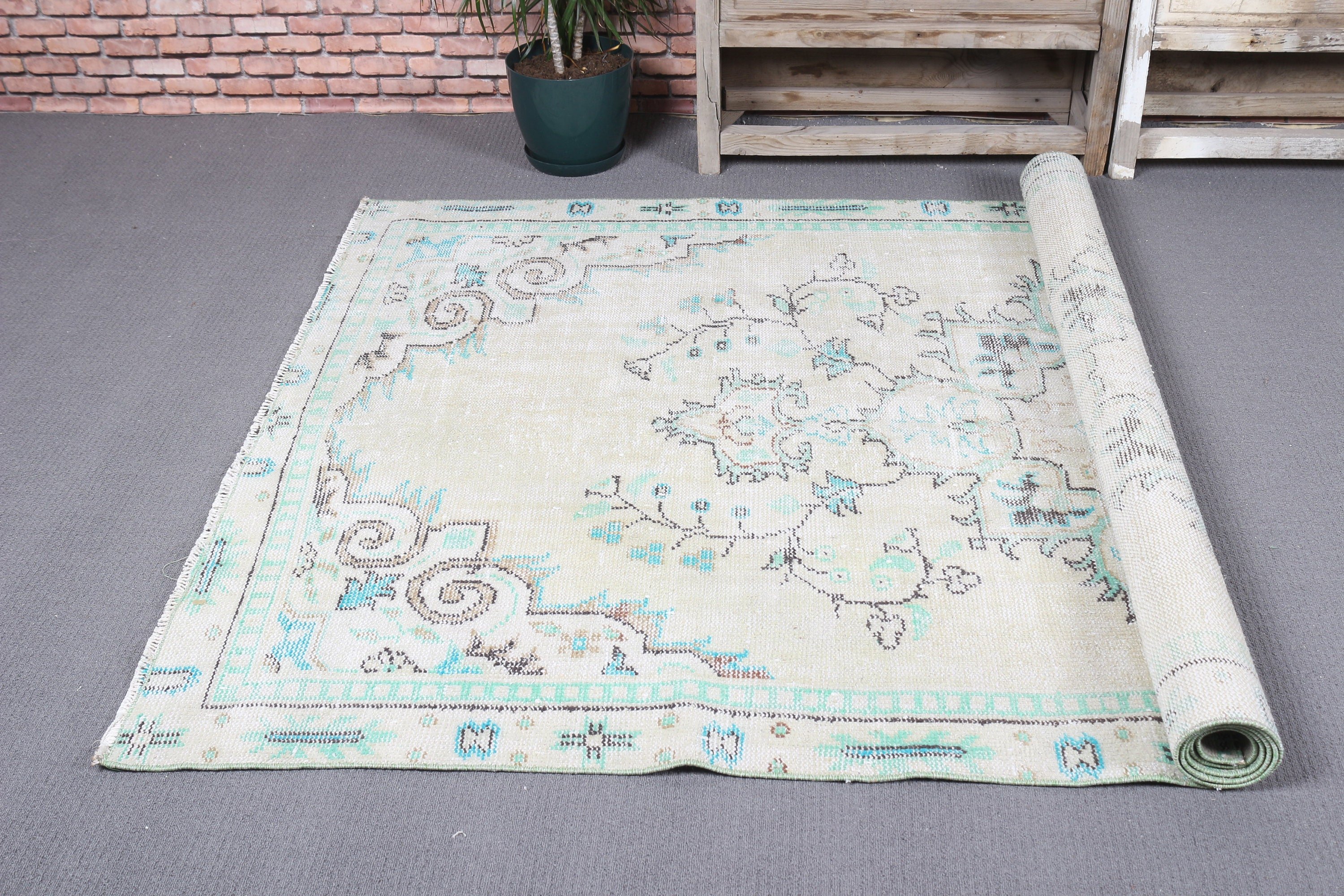 Handwoven Rug, Vintage Rug, Dining Room Rugs, Wool Rug, Beige Anatolian Rugs, Bedroom Rug, Turkish Rugs, Salon Rug, 4.9x8.9 ft Large Rug