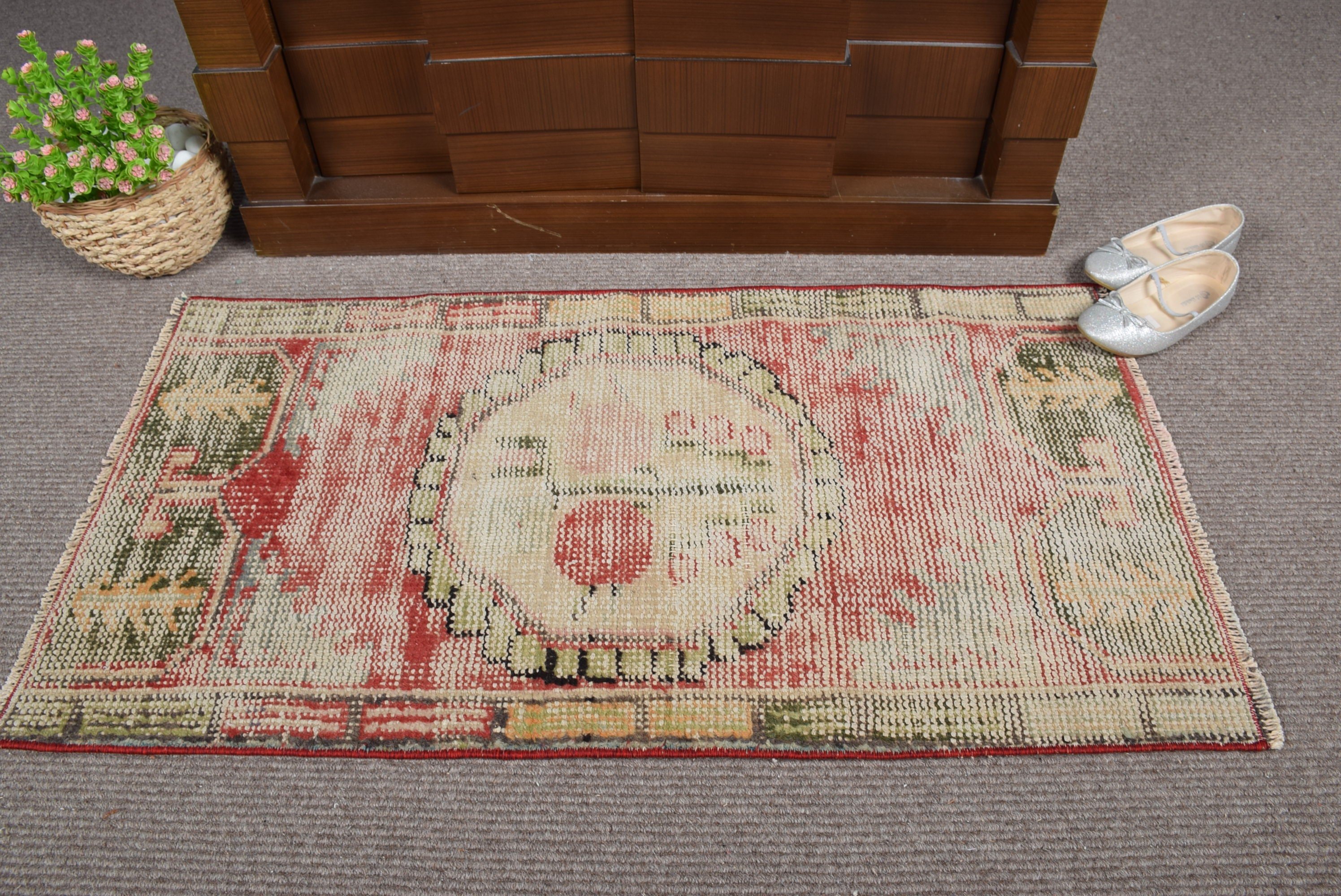Pastel Rug, 1.9x3.6 ft Small Rugs, Vintage Rug, Kitchen Rugs, Turkish Rugs, Anatolian Rug, Door Mat Rug, Beige Moroccan Rugs
