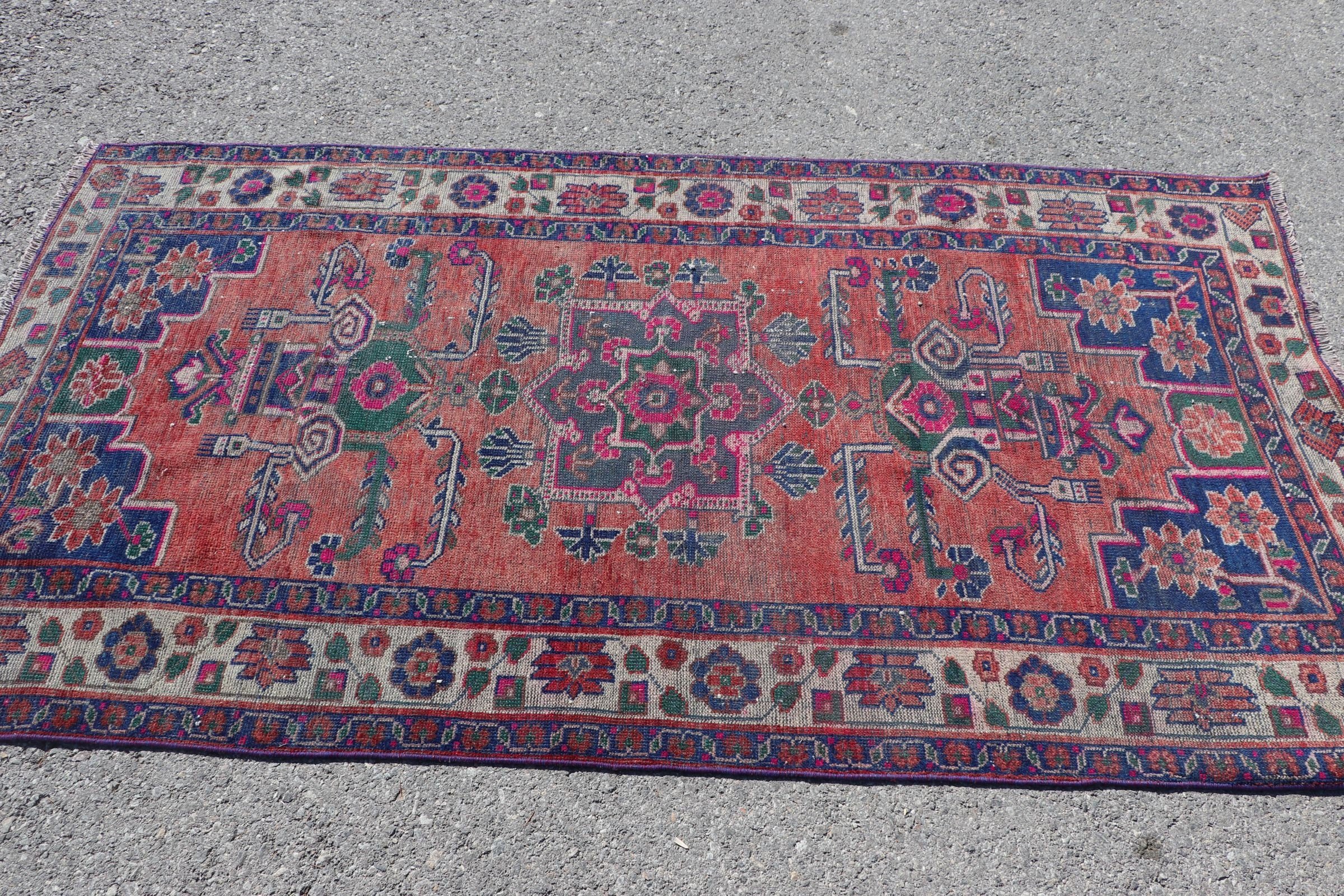 Kitchen Rugs, Turkish Rugs, Rugs for Area, Vintage Rug, Indoor Rugs, Red Home Decor Rug, 3.8x6.9 ft Area Rug, Custom Rug