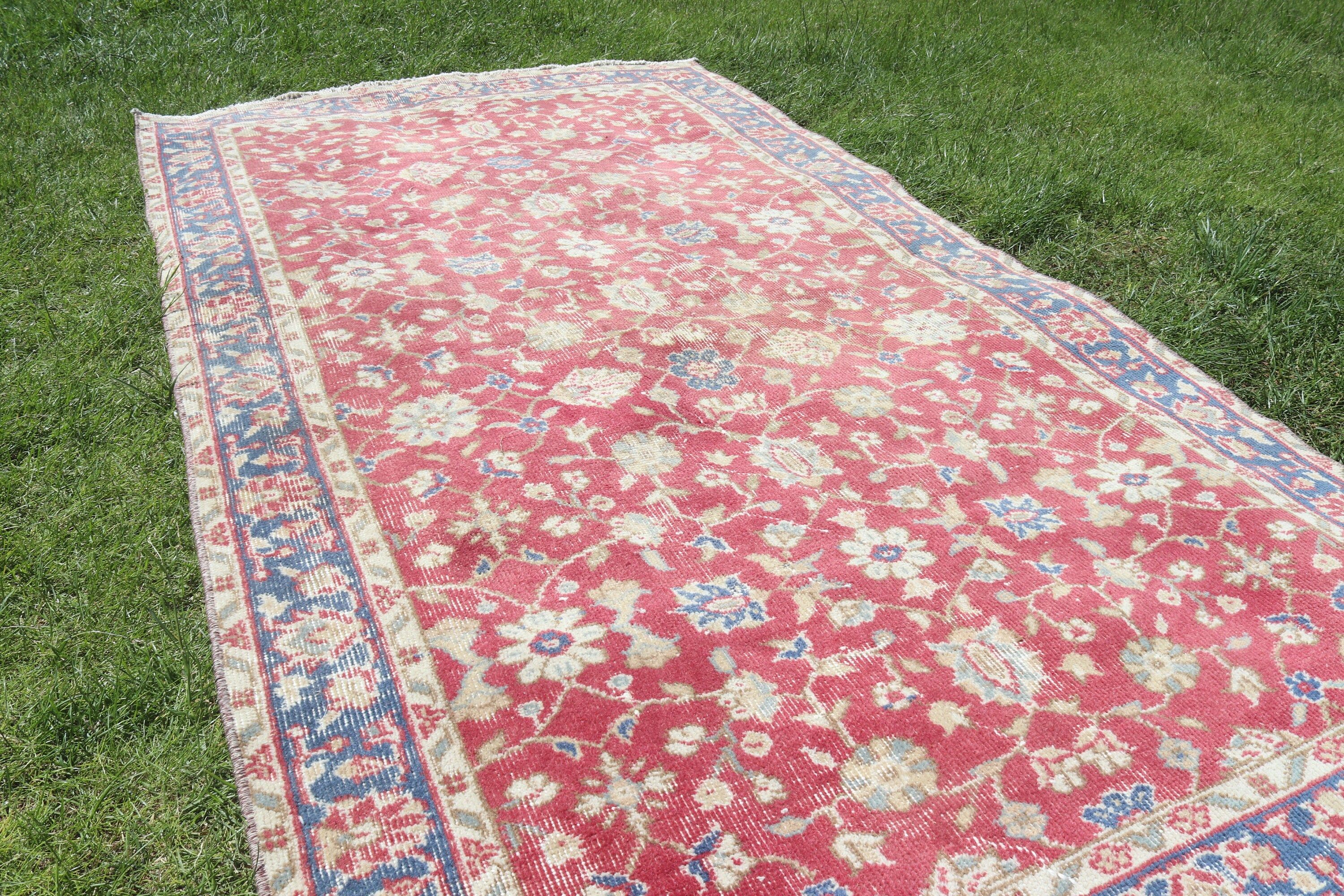 3.8x6.9 ft Area Rug, Rugs for Kitchen, Red Floor Rug, Antique Rug, Turkish Rug, Bedroom Rug, Oushak Area Rugs, Vintage Rugs, Moroccan Rugs