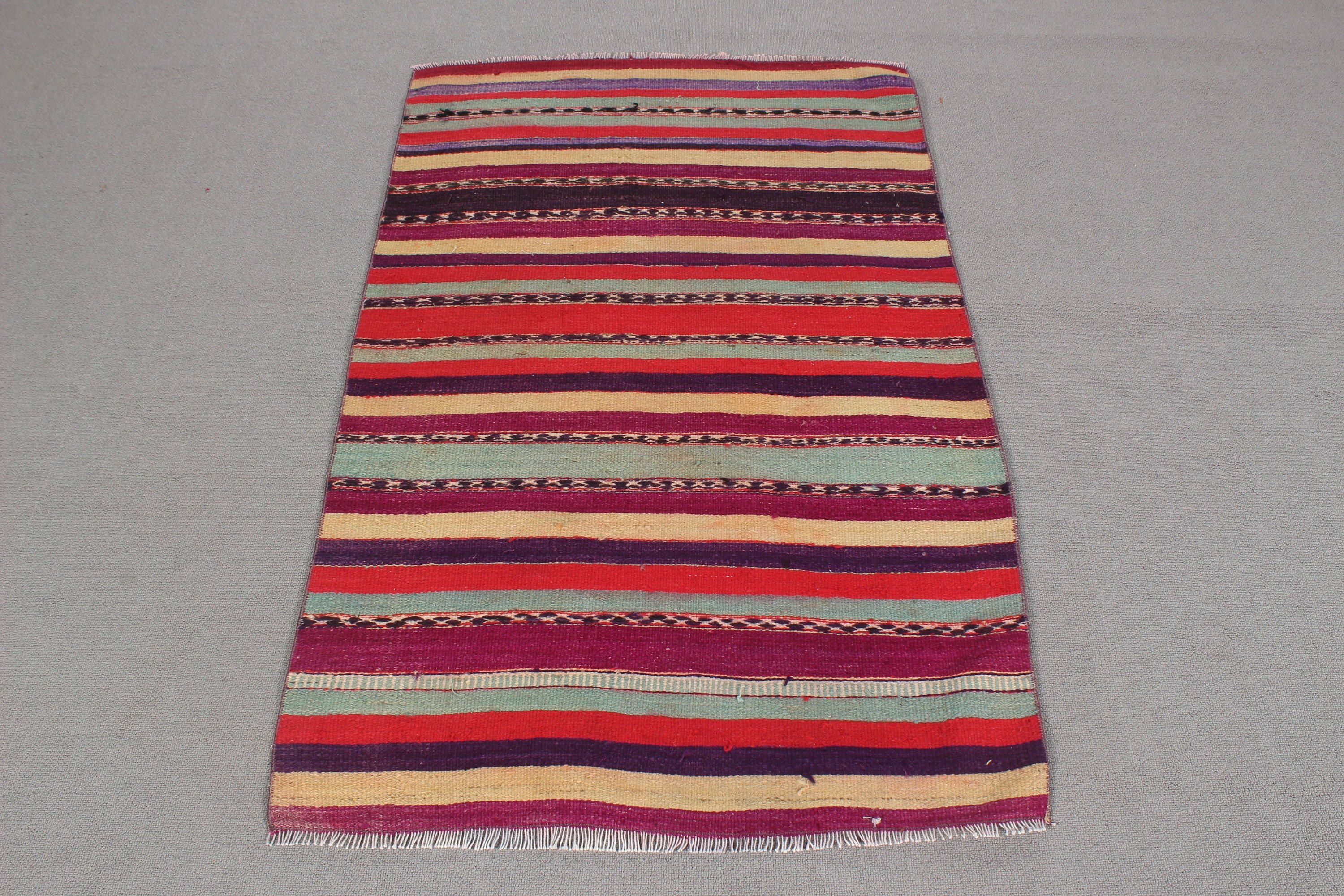 Kilim, Vintage Halı, Düz Dokuma Halı, Yatak Odası Halıları, Araba Paspas Halısı, 2.8x4.3 ft Küçük Halı, Kırmızı Anadolu Halıları, Küçük Boho Halısı, Türk Halıları