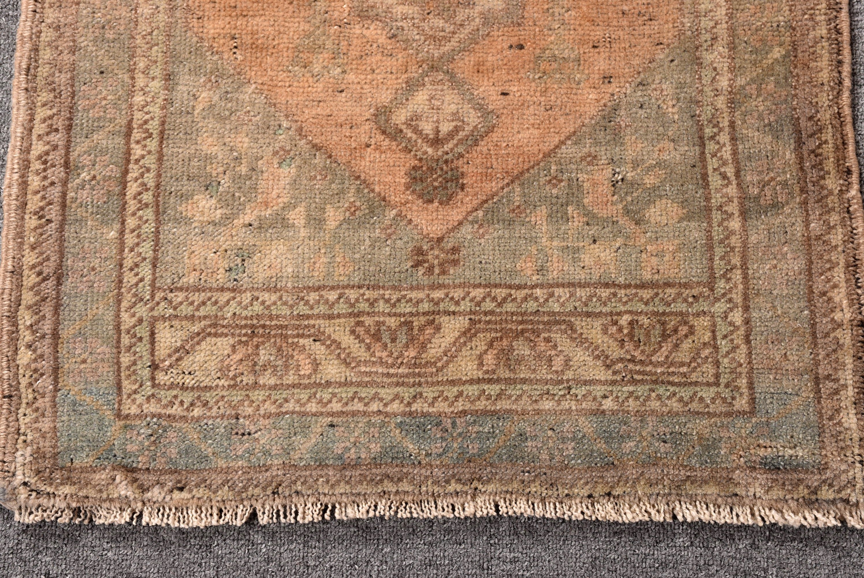 Vintage Rug, Turkish Rug, Small Vintage Rugs, Orange Neutral Rugs, Modern Rugs, 1.7x3.5 ft Small Rugs, Bathroom Rugs, Neutral Rugs