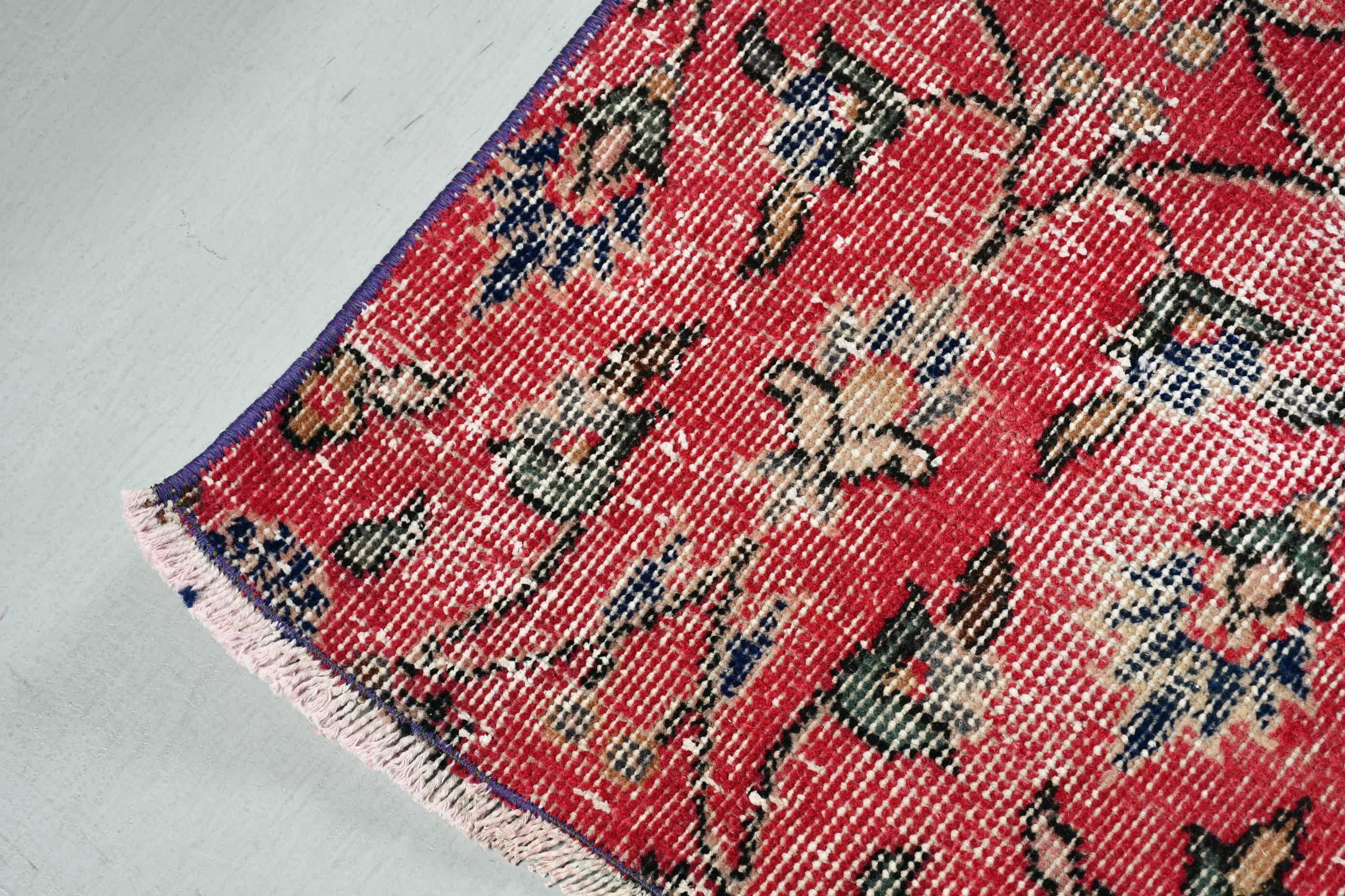 Bedroom Rug, Antique Rug, Entry Rug, Nursery Rugs, Turkish Rugs, Rugs for Bedroom, Vintage Rug, 2.9x6.5 ft Accent Rug, Pink Anatolian Rug