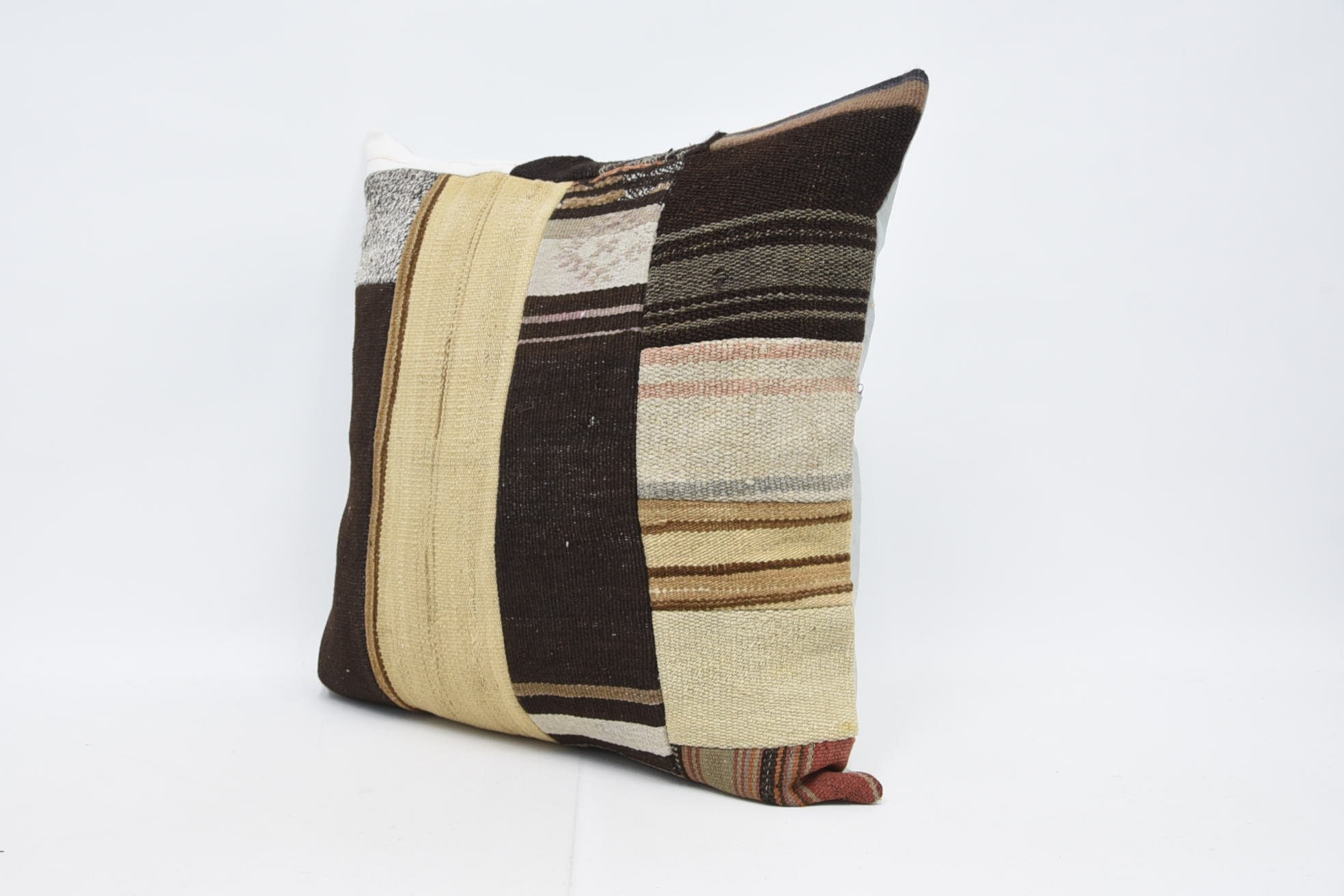 Cozy Throw Cushion Case, Kilim Pillow, Boho Pillow, 28"x28" Beige Pillow Cover, Office Chair Pillow Case, Kilim Cushion Sham