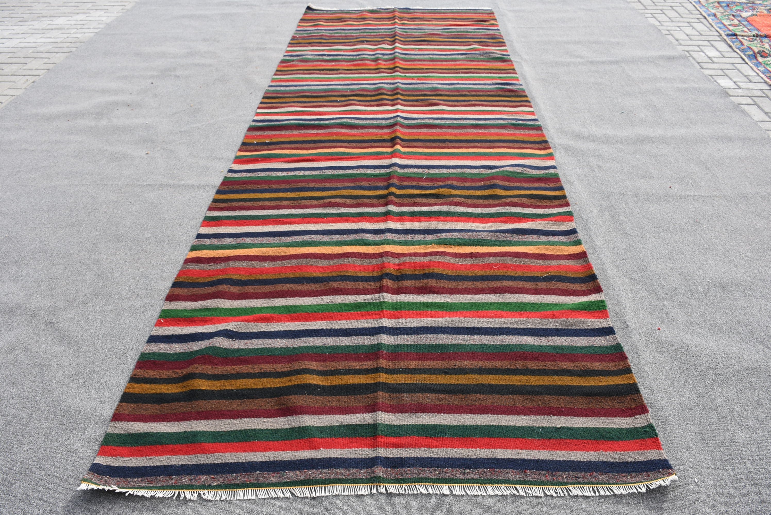 Turkish Rug, Home Decor Rugs, Vintage Rug, Kitchen Rug, Kilim, Corridor Rugs, Rainbow  4.8x13.1 ft Runner Rug, Oushak Rug