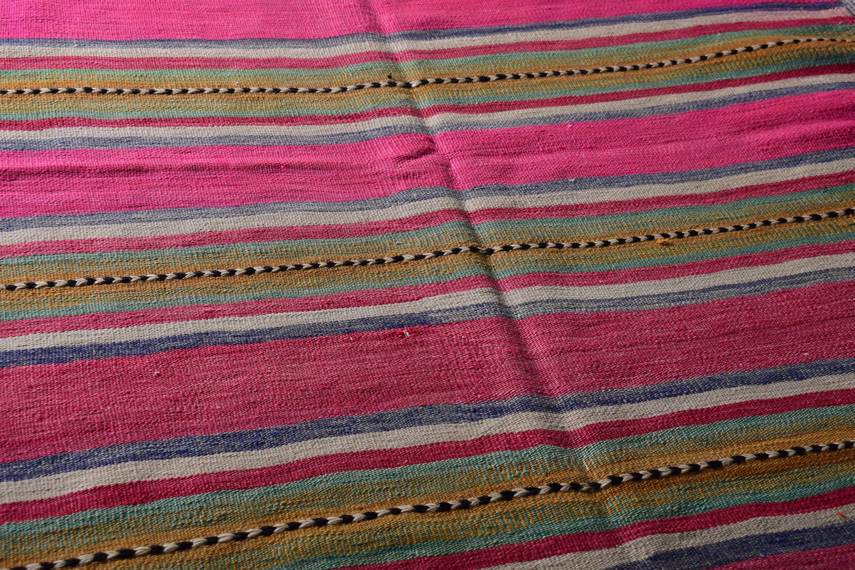 Vintage Accent Rug, Turkish Rugs, Pink Anatolian Rugs, Vintage Rugs, Kilim, Nursery Rug, Flatweave Rug, Oushak Rugs, 4x5.3 ft Accent Rugs