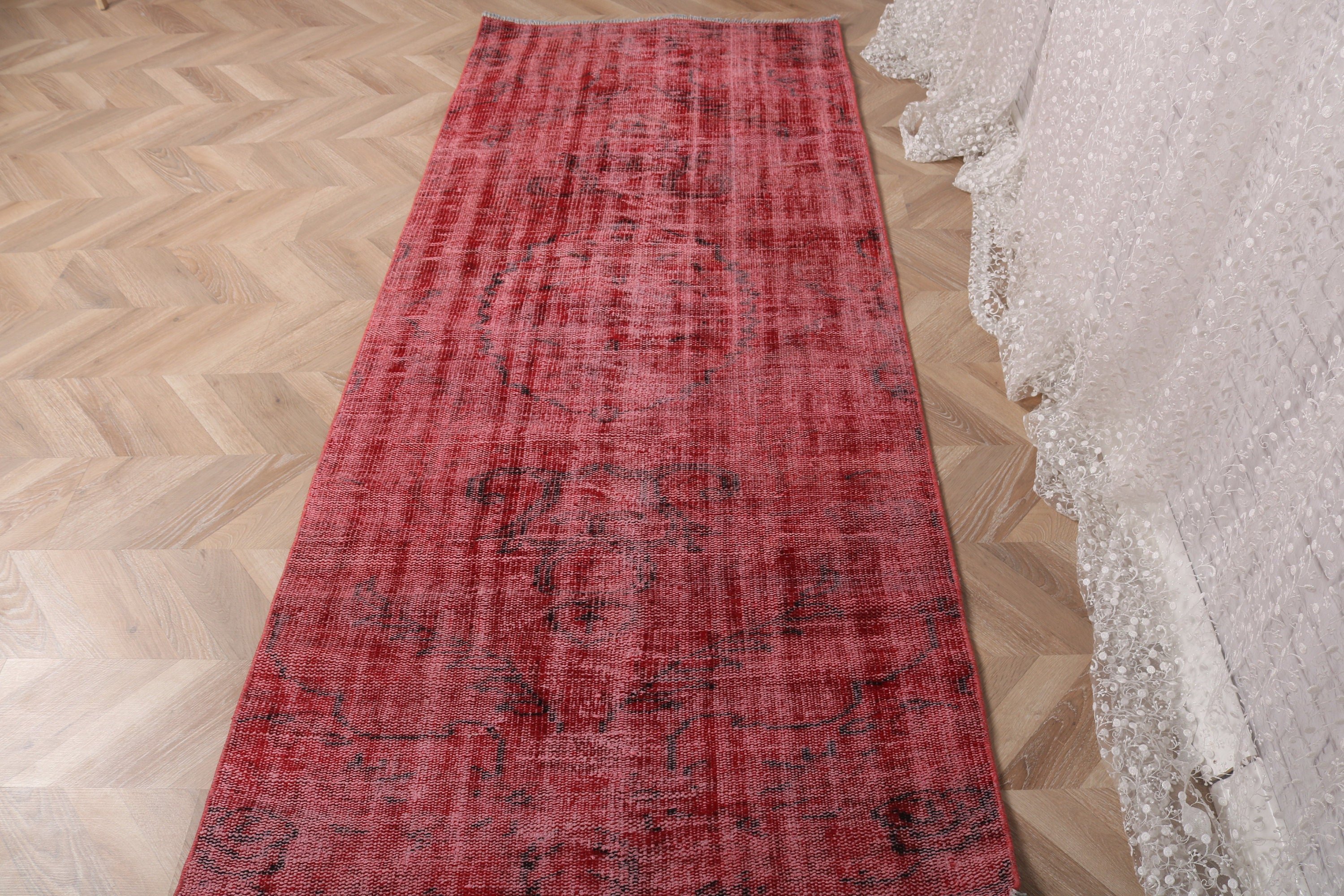 Luxury Rug, Moroccan Rugs, Vintage Rugs, Red Home Decor Rug, Antique Rug, Nursery Rugs, Turkish Rug, 3x7.3 ft Accent Rugs, Rugs for Kitchen