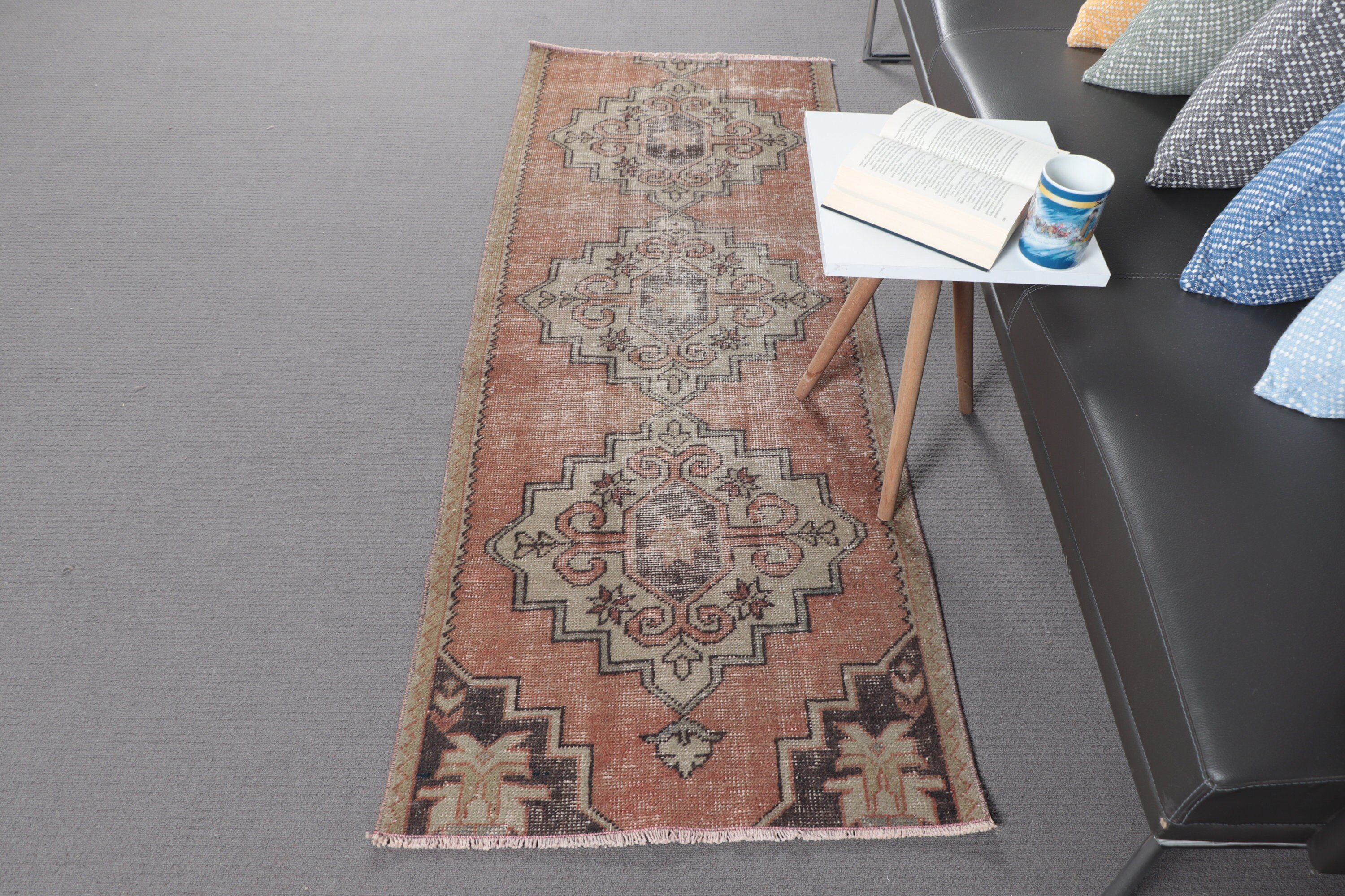 Koridor Halısı, Oryantal Halı, Koridor Halıları, Anadolu Halıları, 2.3x6 ft Runner Halısı, Vintage Halılar, Türk Halısı, Kahverengi Anadolu Halıları