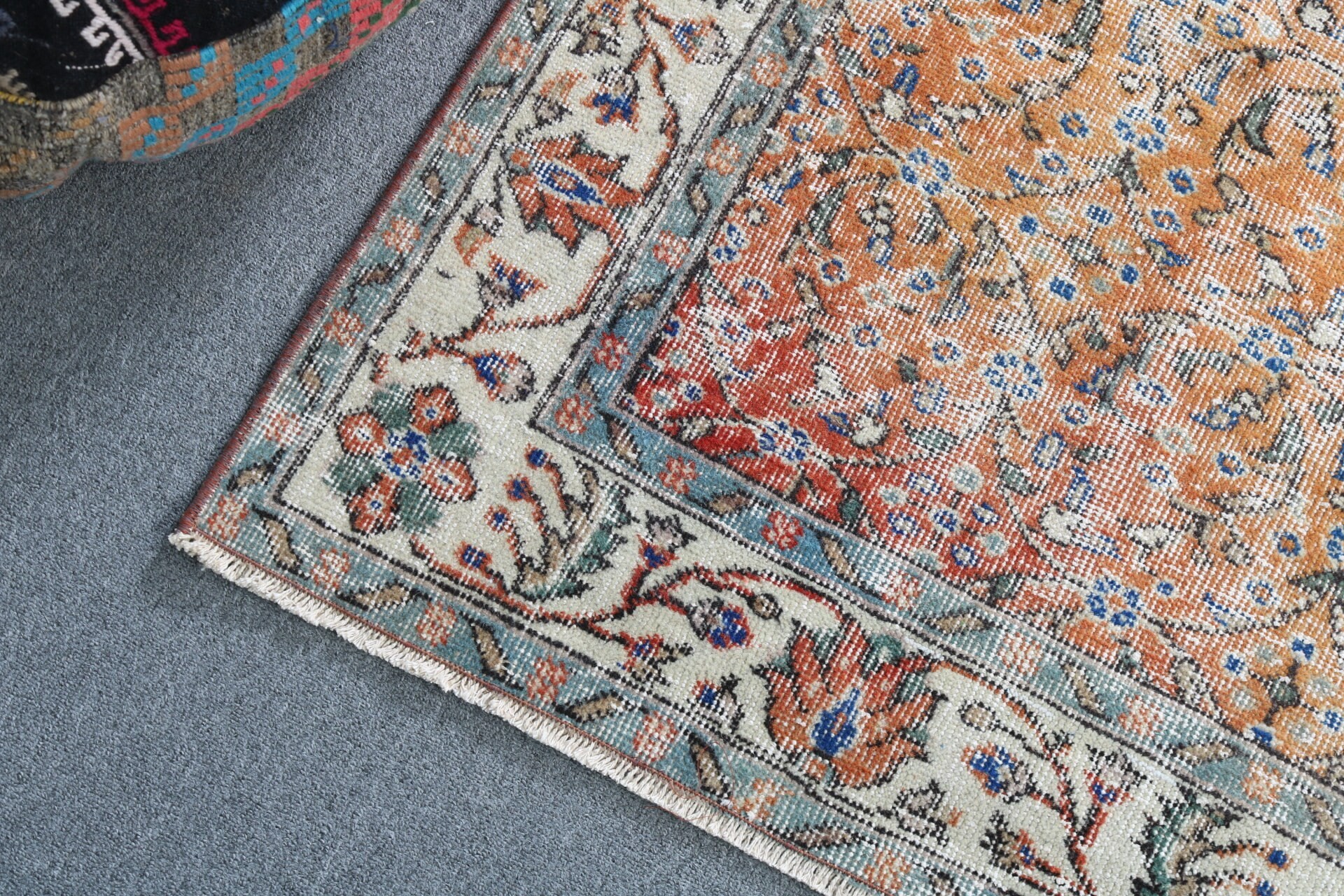 Yemek Odası Halıları, Nötr Halılar, Vintage Halılar, Turuncu Düz Dokuma Halılar, 5,7x9,1 ft Büyük Halılar, Türk Halıları, Büyük Vintage Halı, Modern Halı