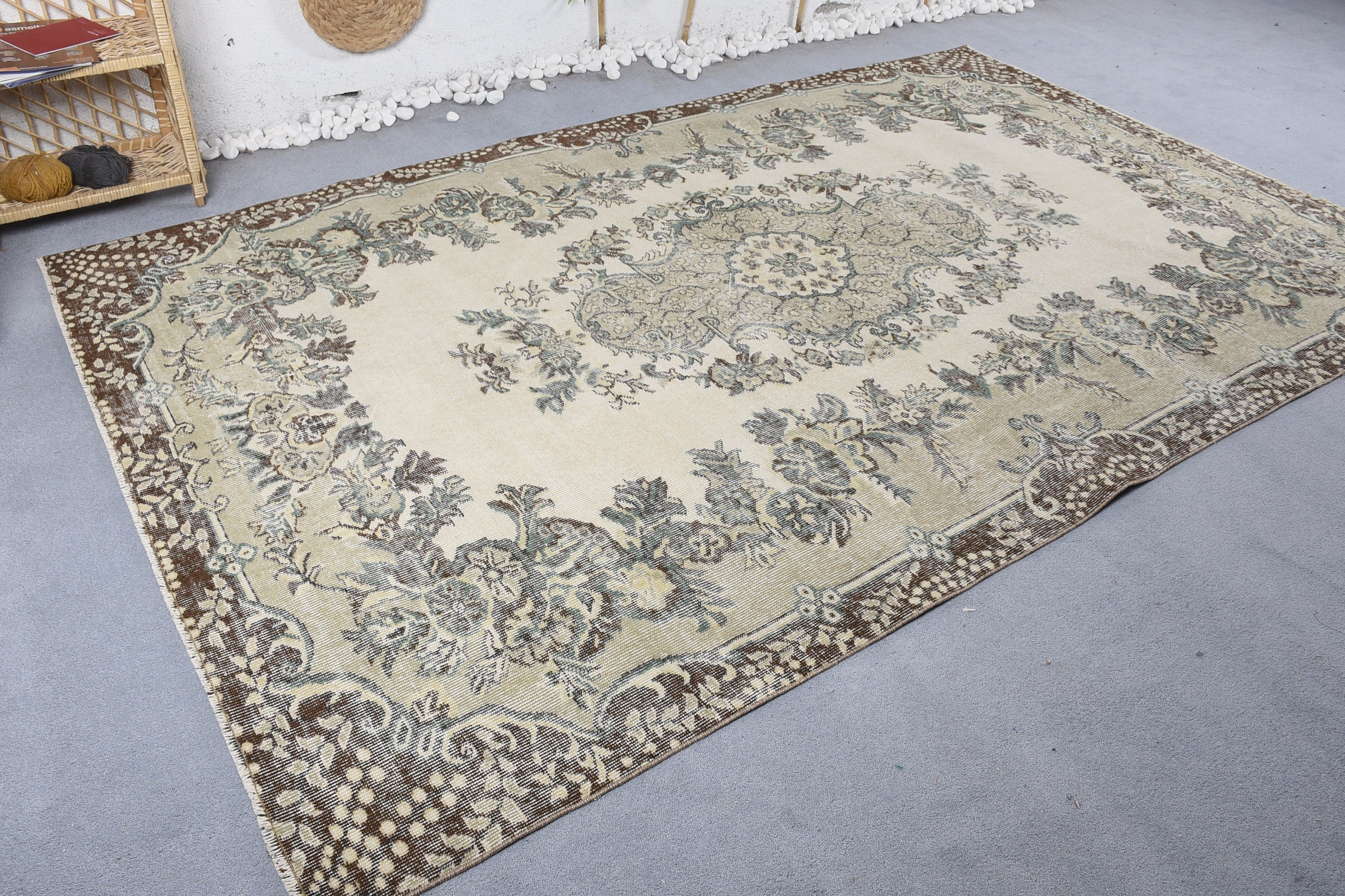 Oturma Odası Halıları, Yeşil Anadolu Halısı, Vintage Halı, Ev Dekorasyonu Halıları, 6.1x9.8 ft Büyük Halılar, Yatak Odası Halısı, Fas Halısı, Türk Halıları