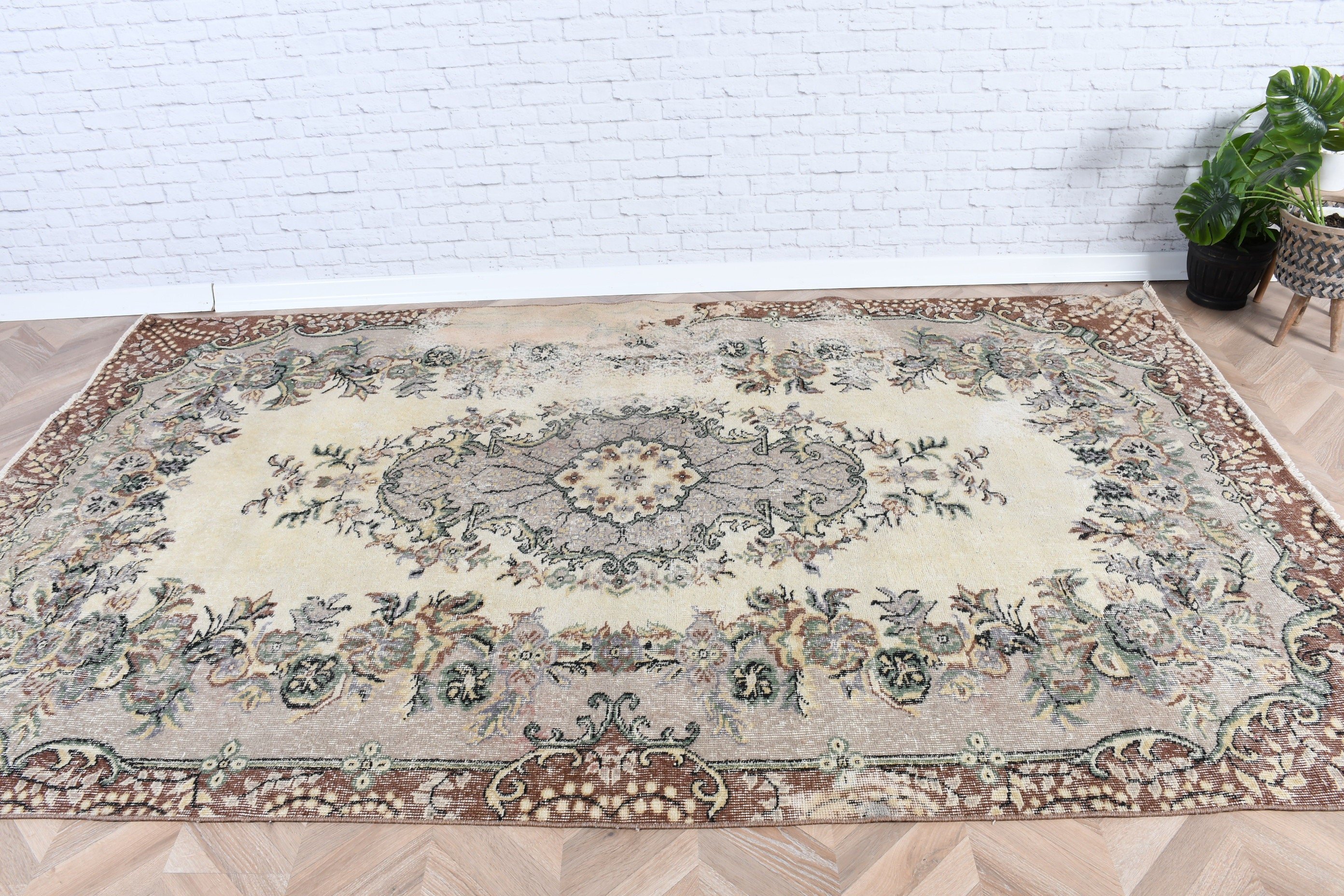 5.4x9.1 ft Büyük Halı, Yatak Odası Halıları, Mutfak Halıları, Vintage Halılar, Bej Yün Halı, Lüks Halı, Türk Halıları, Büyük Vintage Halılar, El Dokuma Halı