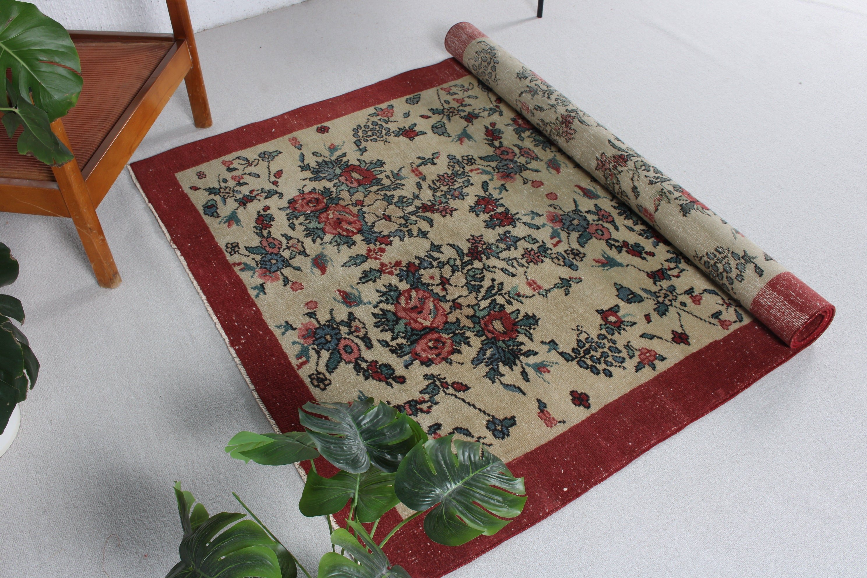 Handwoven Rug, Bedroom Rugs, Red Floor Rug, Bohemian Rugs, Vintage Rug, Oushak Area Rugs, Turkish Rug, 4.6x7 ft Area Rug, Dining Room Rugs