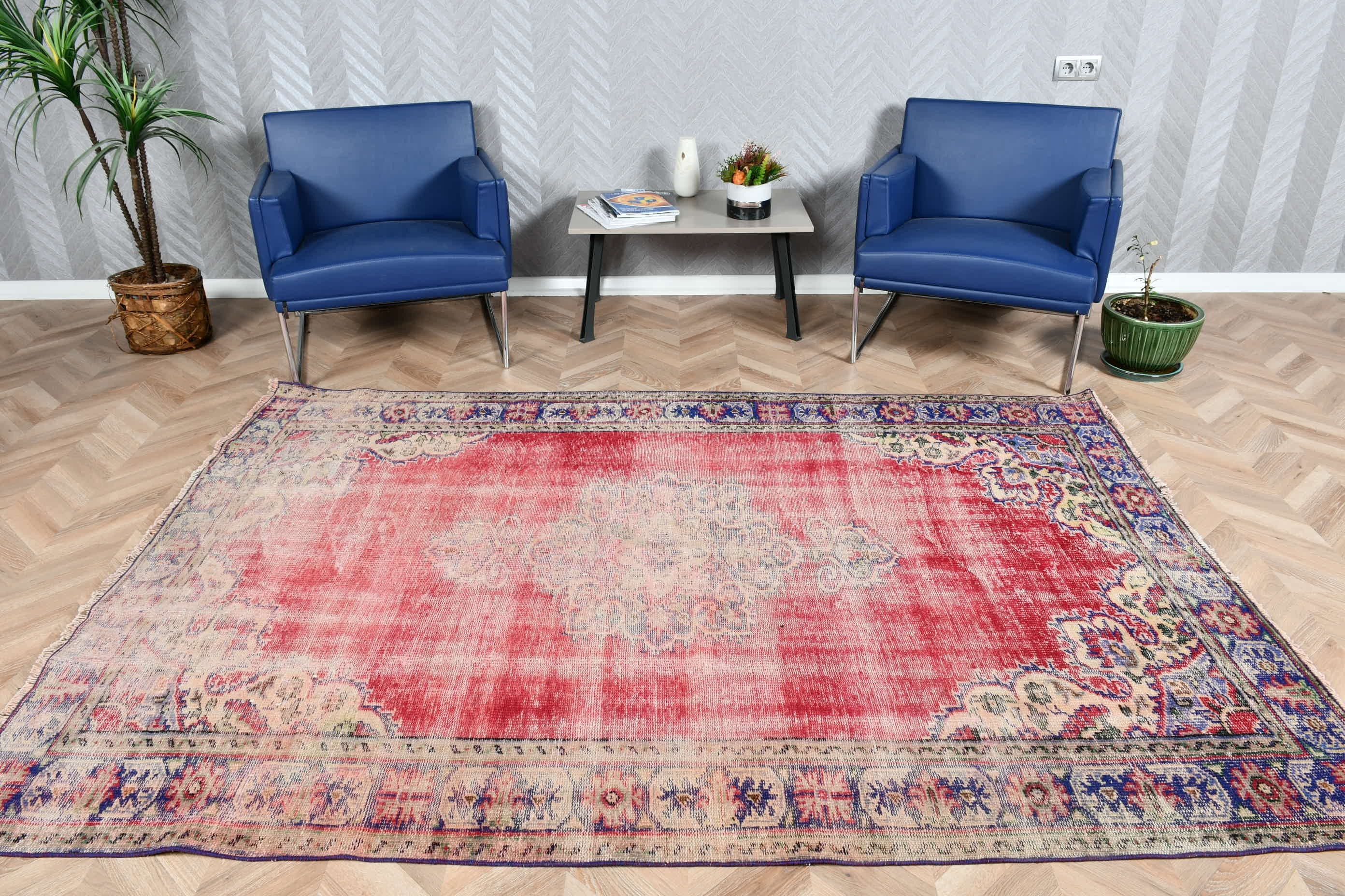 Anatolian Rug, Living Room Rugs, Vintage Rug, Red Cool Rug, Cool Rugs, Turkish Rug, Large Wool Rug Rugs, Bedroom Rug, 5.6x8.2 ft Large Rugs