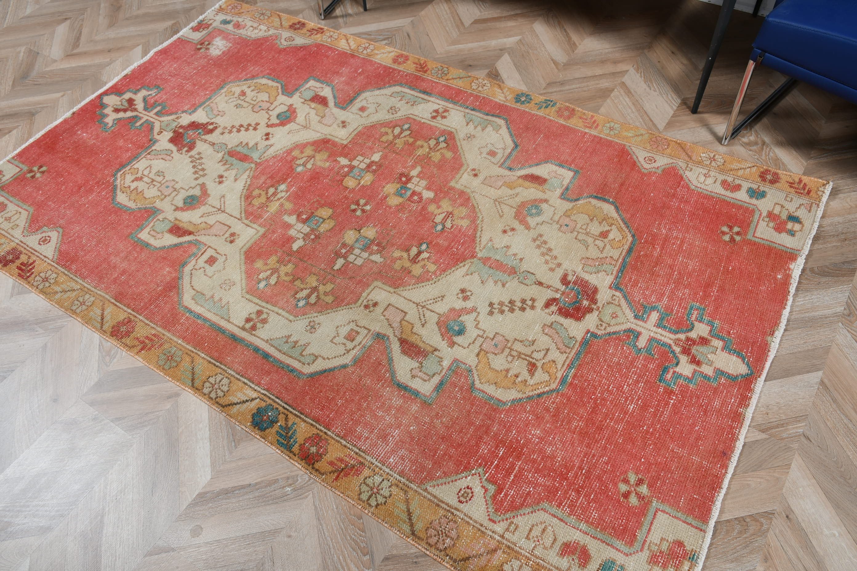 Nursery Rug, Antique Rug, Turkish Rugs, Rugs for Dining Room, Abstract Rug, Wool Rug, 4.3x6.9 ft Area Rug, Red Kitchen Rugs, Vintage Rugs
