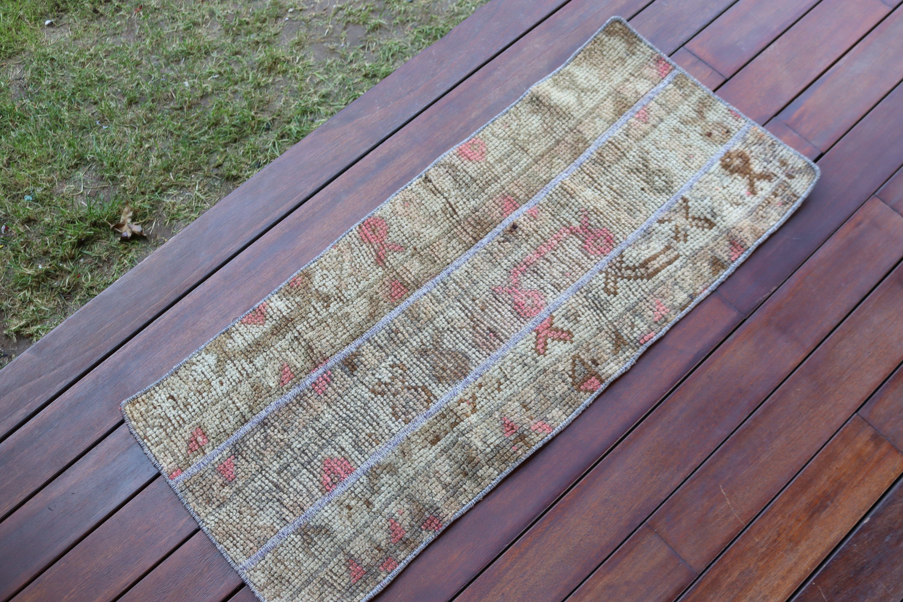 Oushak Rugs, Vintage Rug, Rugs for Nursery, Entry Rug, Turkish Rugs, Bathroom Rug, Antique Rug, 1.3x3.1 ft Small Rugs, Brown Wool Rug