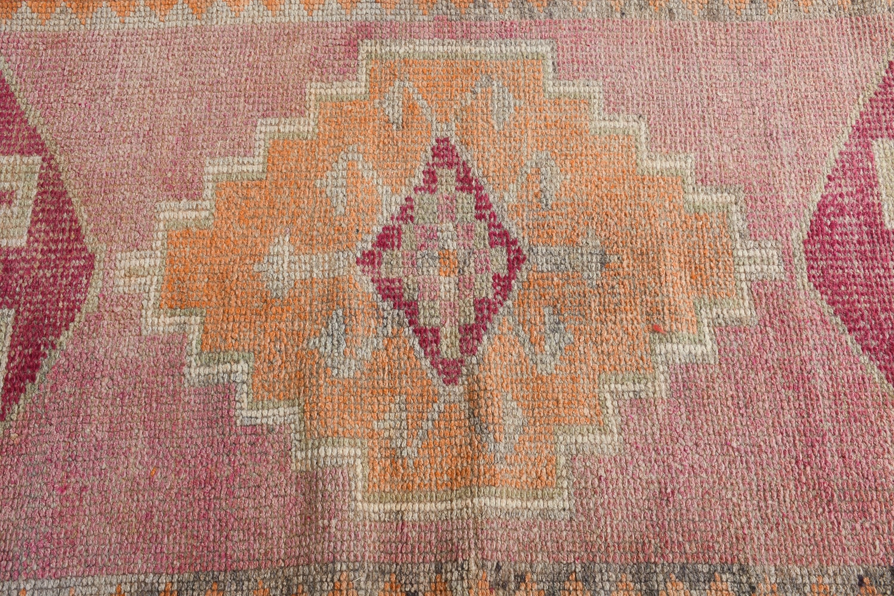 Pink Cool Rug, Moroccan Rug, Bright Rugs, Rugs for Stair, 2.9x10.1 ft Runner Rugs, Corridor Rug, Turkish Rugs, Vintage Rug, Kitchen Rug