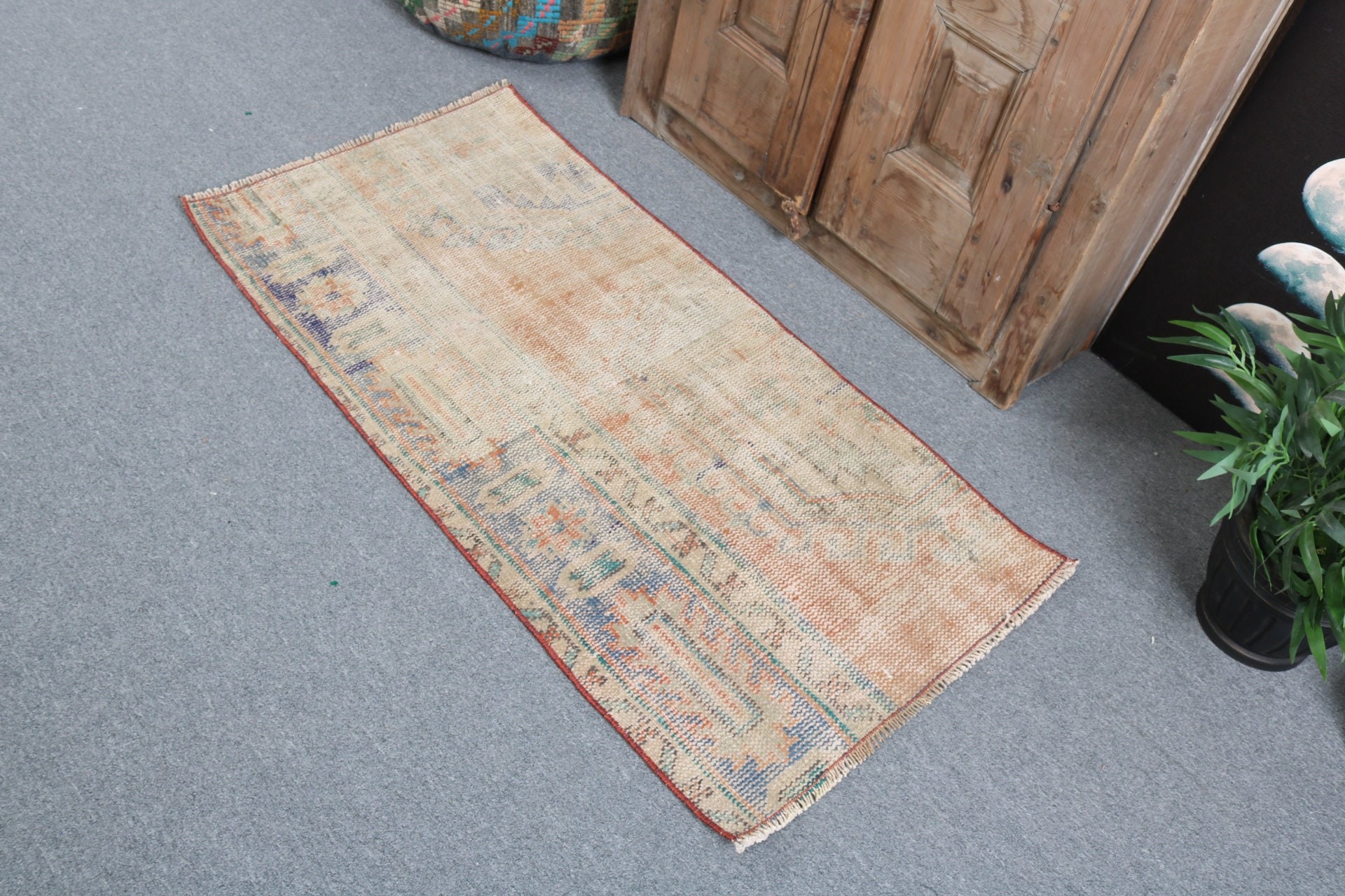 Statement Rugs, Tribal Rugs, Bedroom Rugs, Vintage Rugs, Kitchen Rug, 2x4.1 ft Small Rug, Turkish Rugs, Orange Antique Rug, Modern Rugs