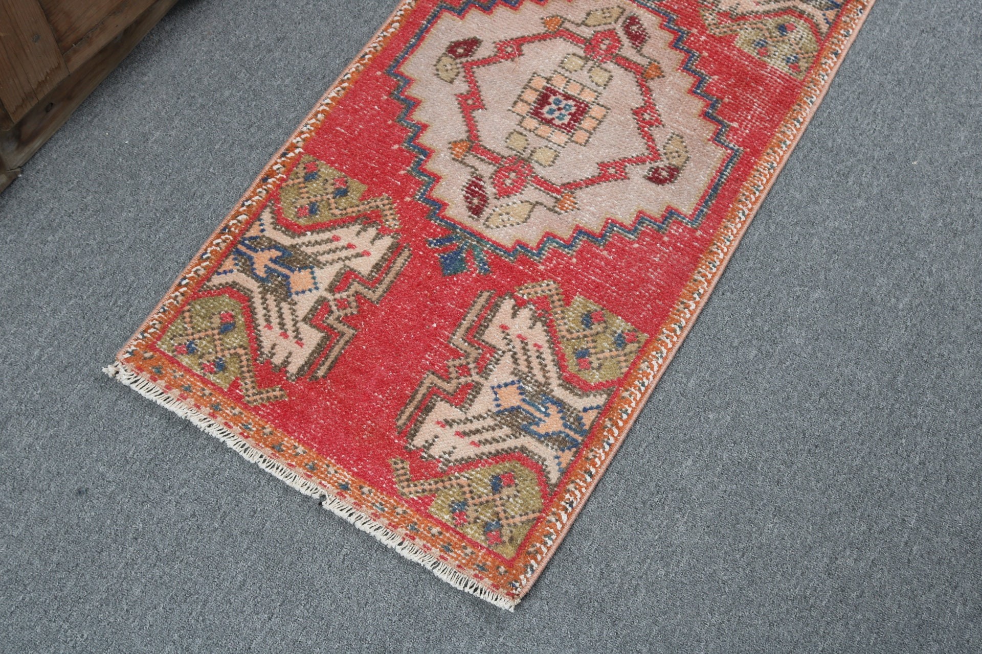 Kırmızı Anadolu Halıları, 1.6x3.4 ft Küçük Halılar, Türk Halıları, Yer Halıları, Düz Dokuma Halı, Duvara Asılı Halı, Araba Paspas Halıları, Vintage Halı, Lüks Halı