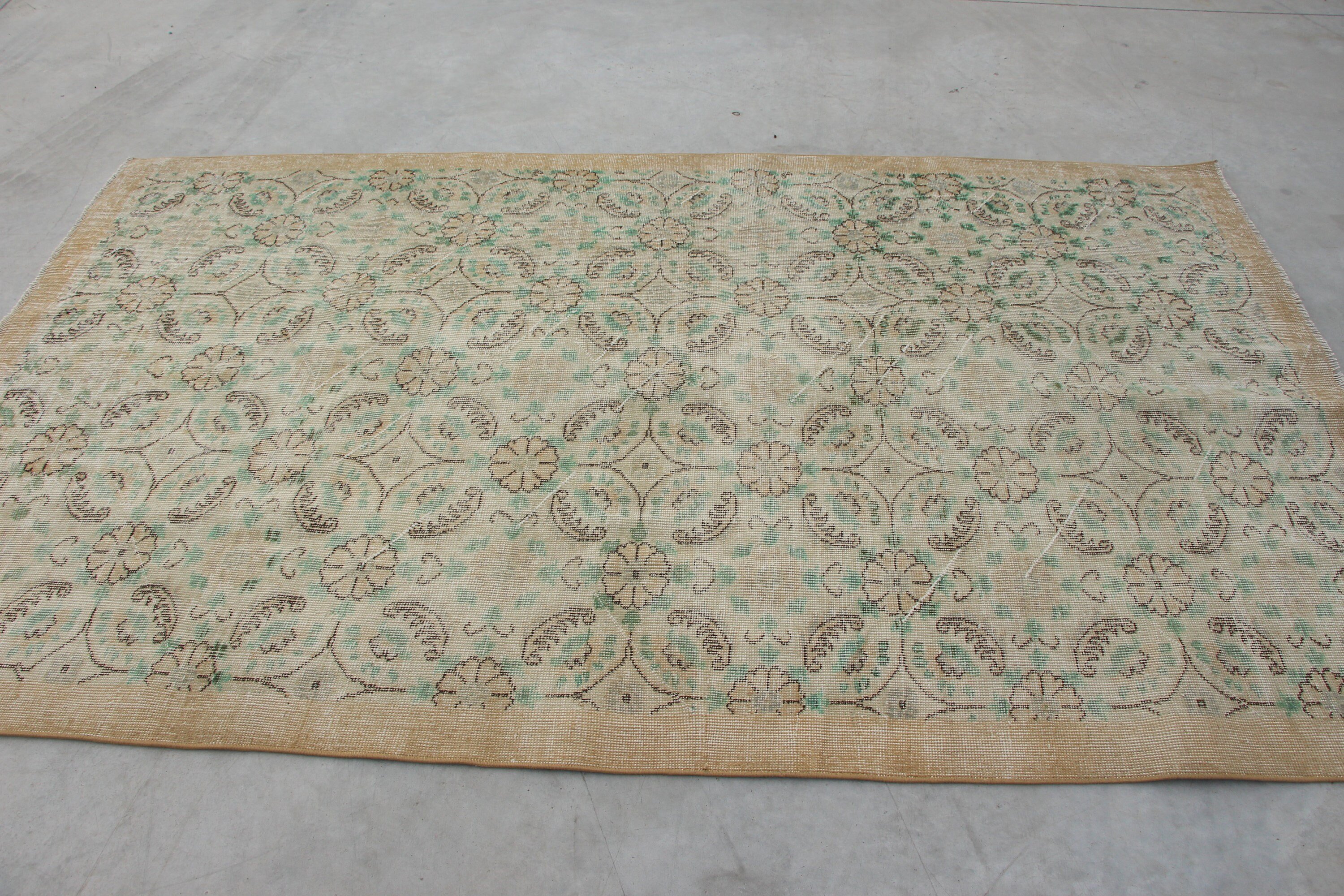 Kabile Halısı, Oturma Odası Halısı, Türk Halısı, Yatak Odası Halısı, Antika Halı, Vintage Halı, Bej 5.1x8.3 ft Büyük Halı, Yemek Odası Halısı