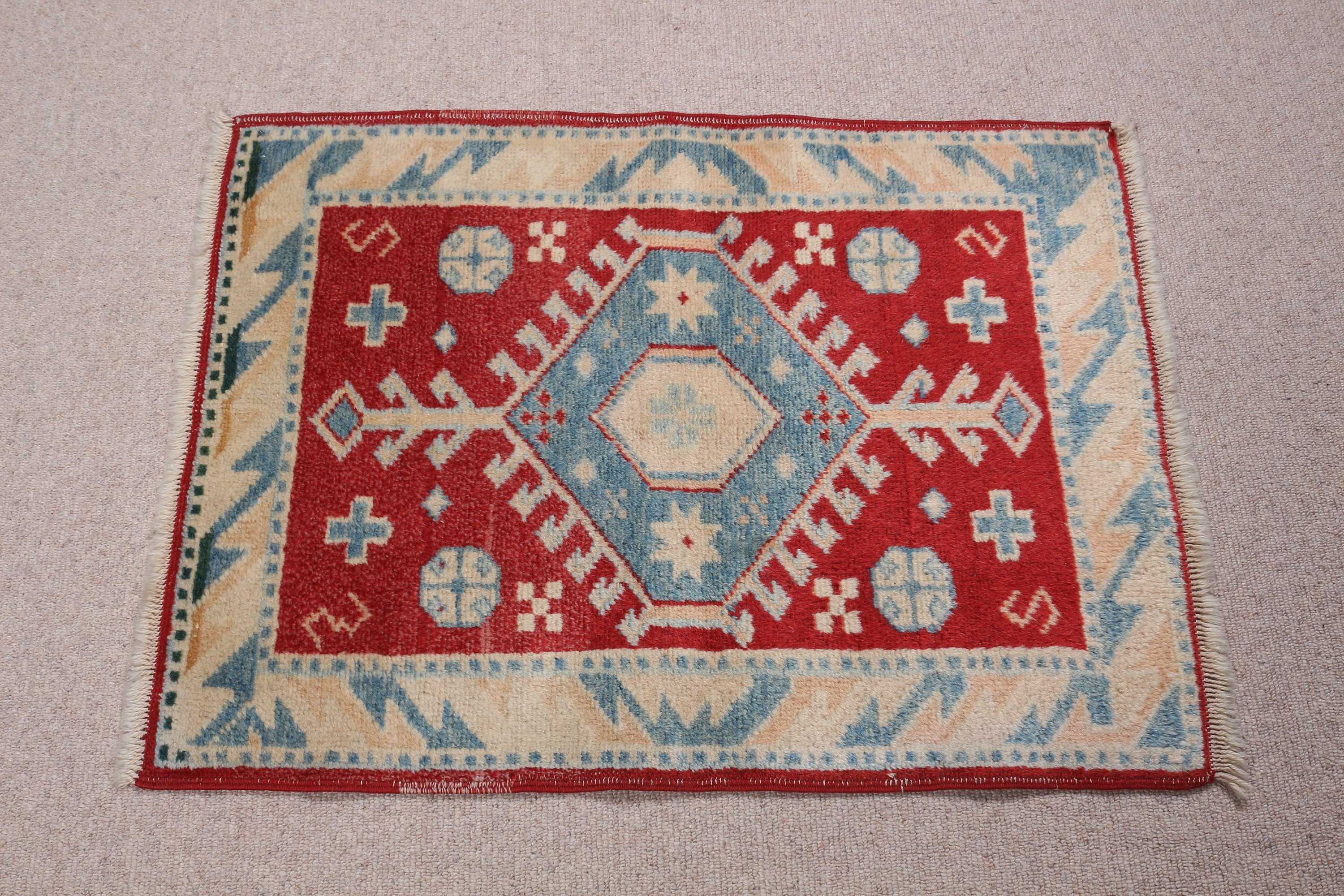 Kitchen Rugs, Turkish Rugs, Home Decor Rugs, Distressed Rug, Anatolian Rugs, Door Mat Rug, 2x2.7 ft Small Rug, Vintage Rugs, Red Cool Rug
