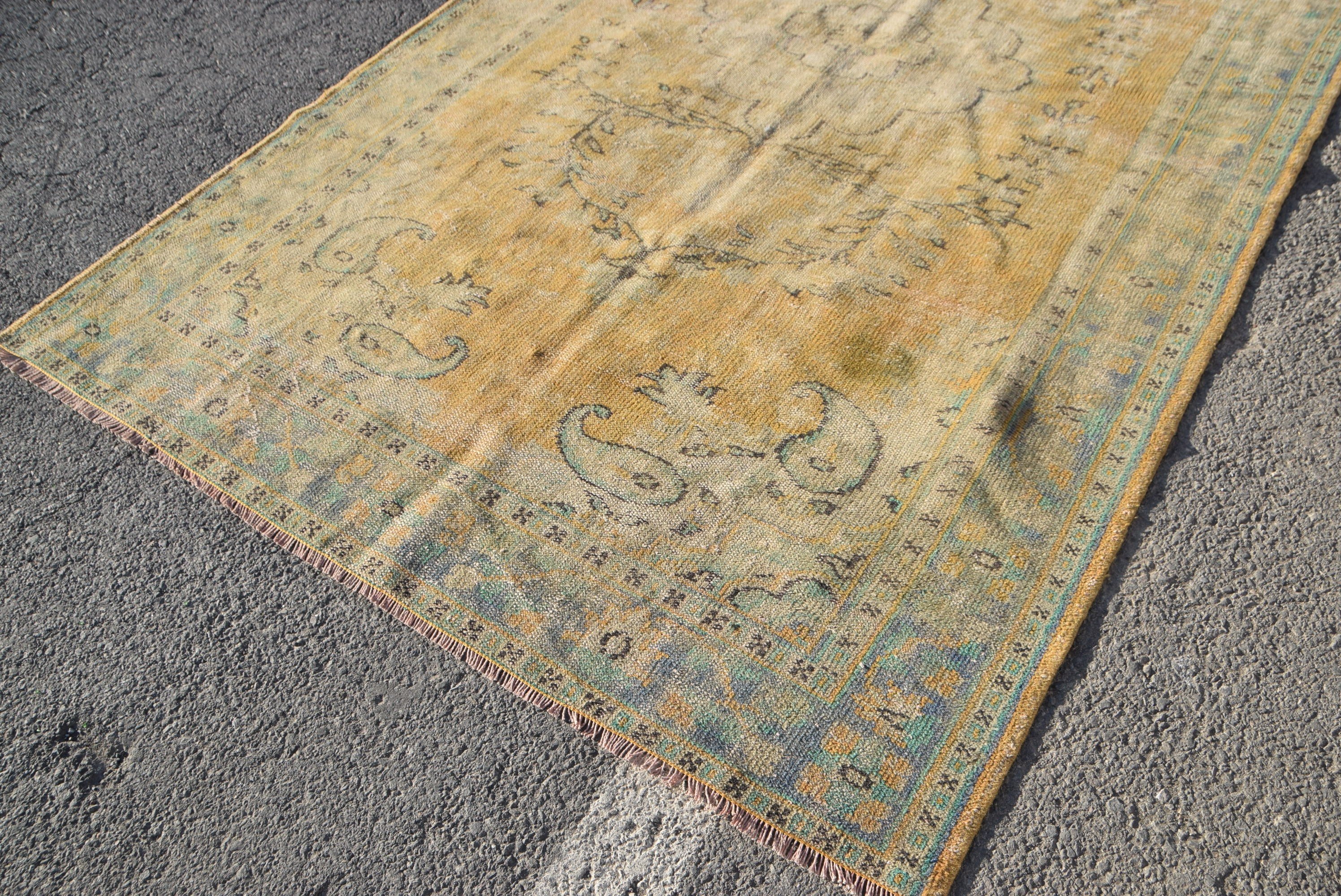 Cool Rug, Turkish Rug, Yellow Oushak Rug, Ethnic Rug, Dining Room Rug, Vintage Rugs, 6.2x10.3 ft Large Rug, Salon Rug, Antique Rug